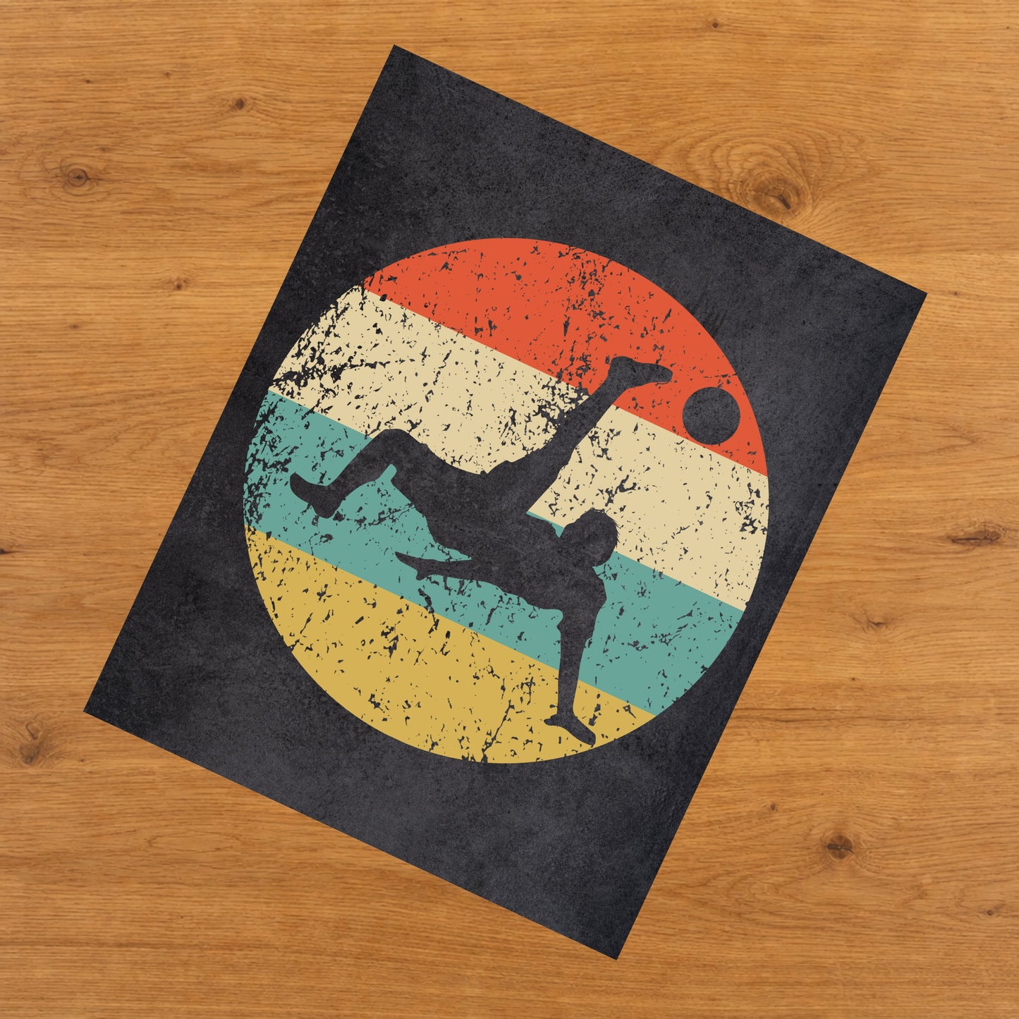 Soccer Player Bicycle Kick Sports Icon Retro 8"x10" Wall Art Print