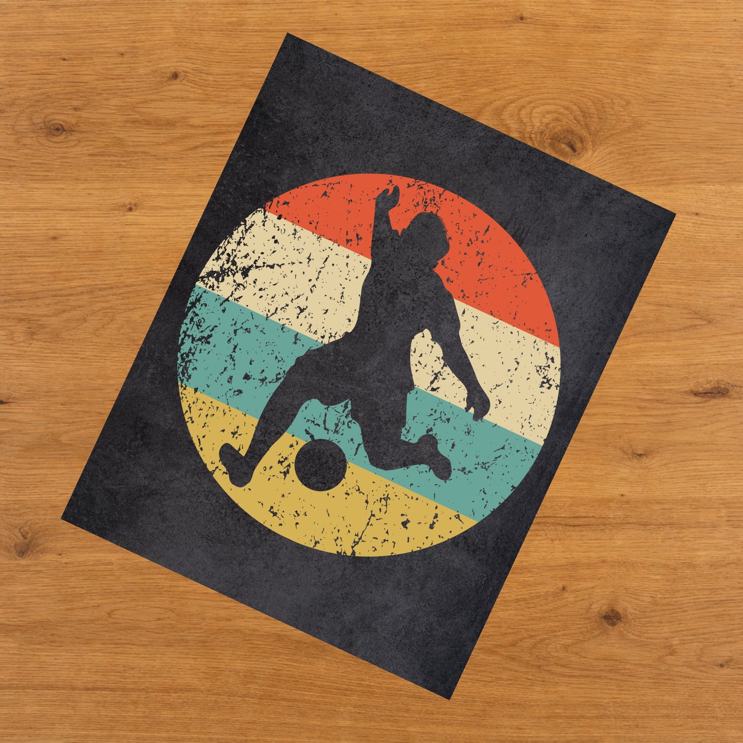 Soccer Player Kick Sports Icon Retro 8"x10" Wall Art Print