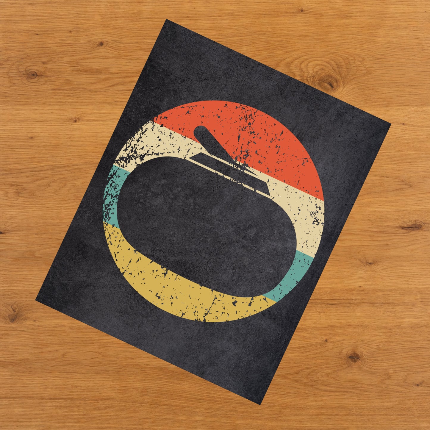 Curling Stone Sports Icon Retro 8"x10" Wall Art Print
