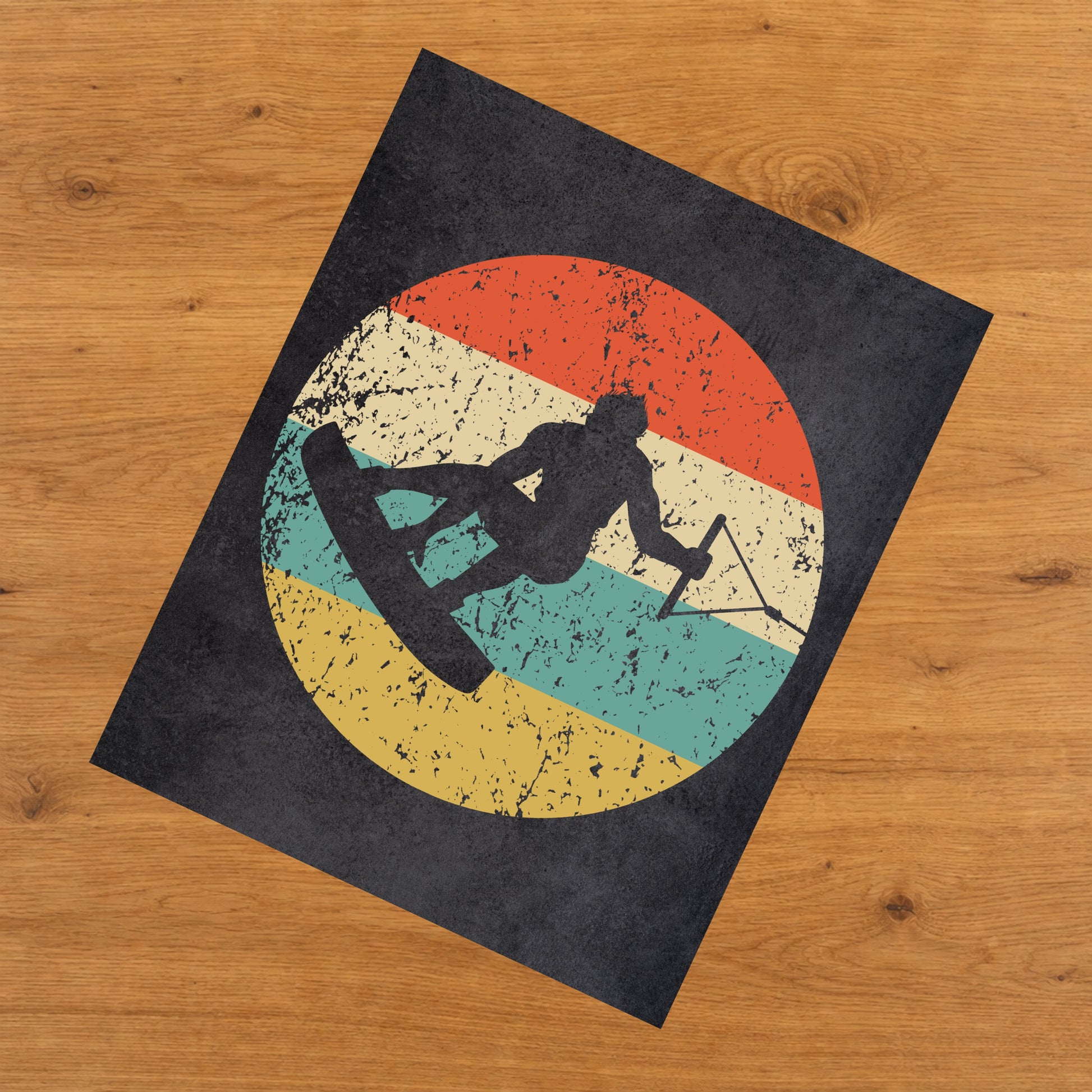 Wakeboarding Wakeboarder Sports Icon Retro 8"x10" Wall Art Print