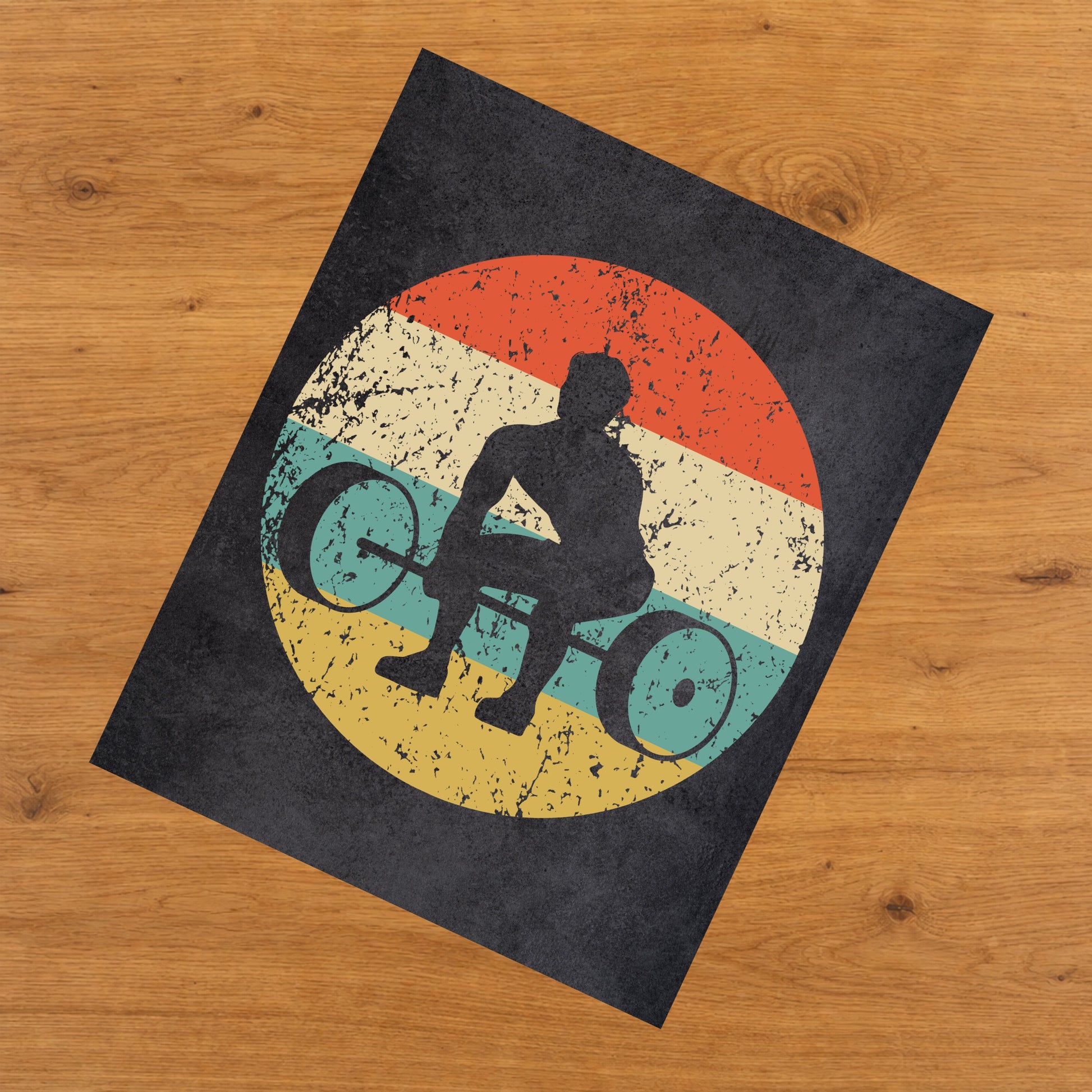 Weightlifting Powerlifting Sports Icon Retro 8"x10" Wall Art Print