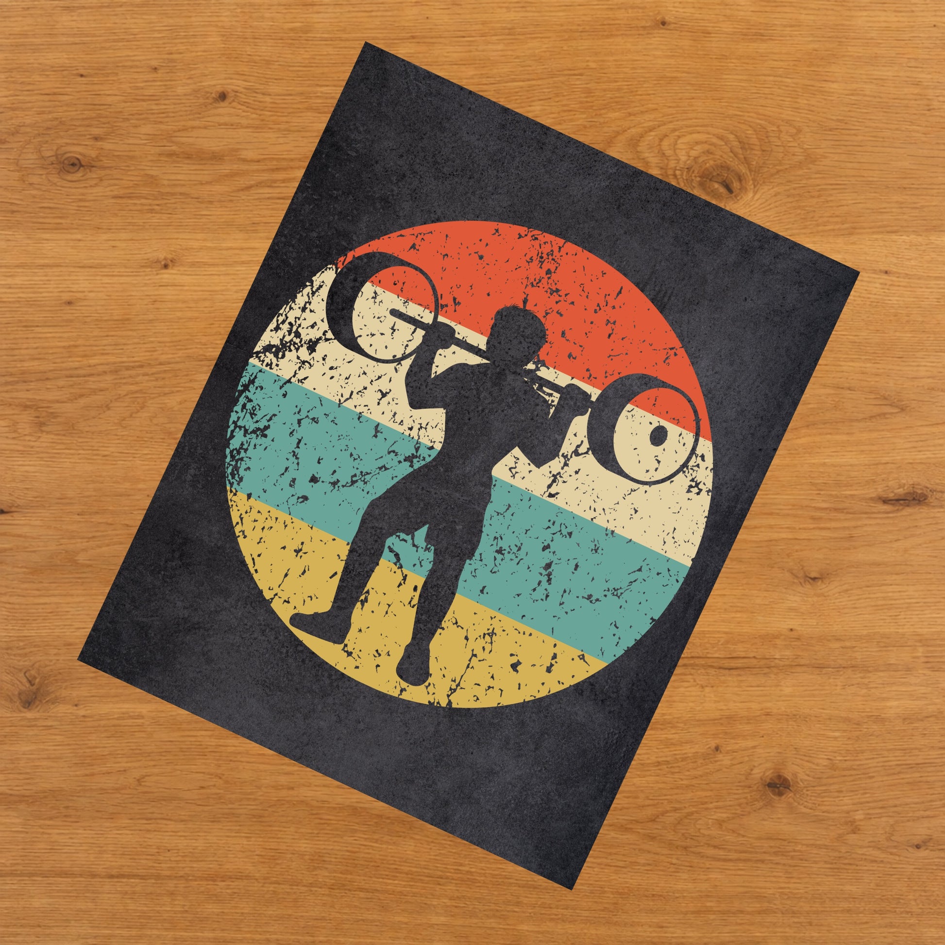 Weightlifting Powerlifting Sports Icon Retro 8"x10" Wall Art Print