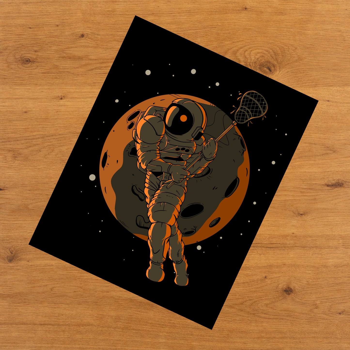 Lacrosse Astronaut Outer Space Spaceman 8"x10" Wall Art Print