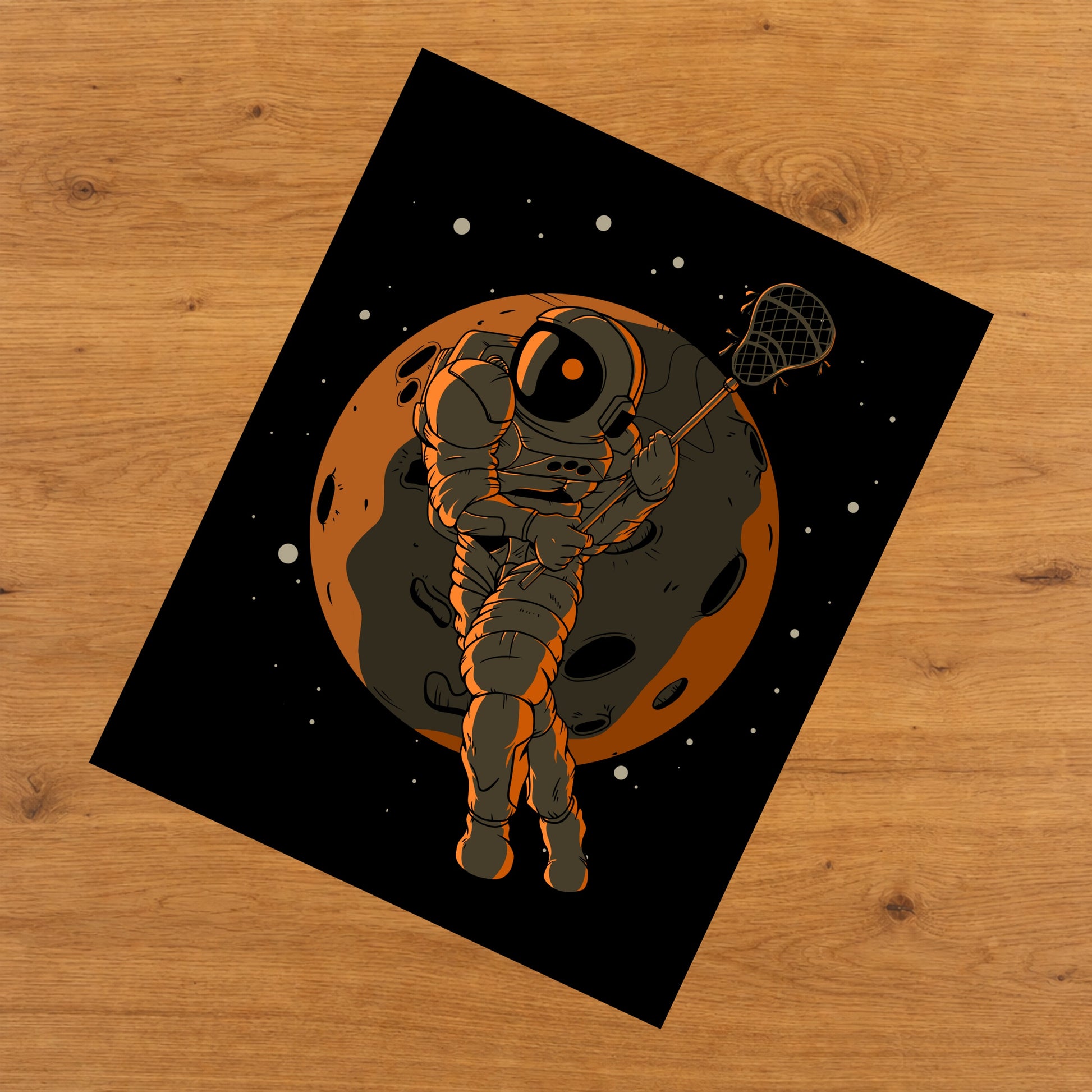 Lacrosse Astronaut Outer Space Spaceman 8"x10" Wall Art Print