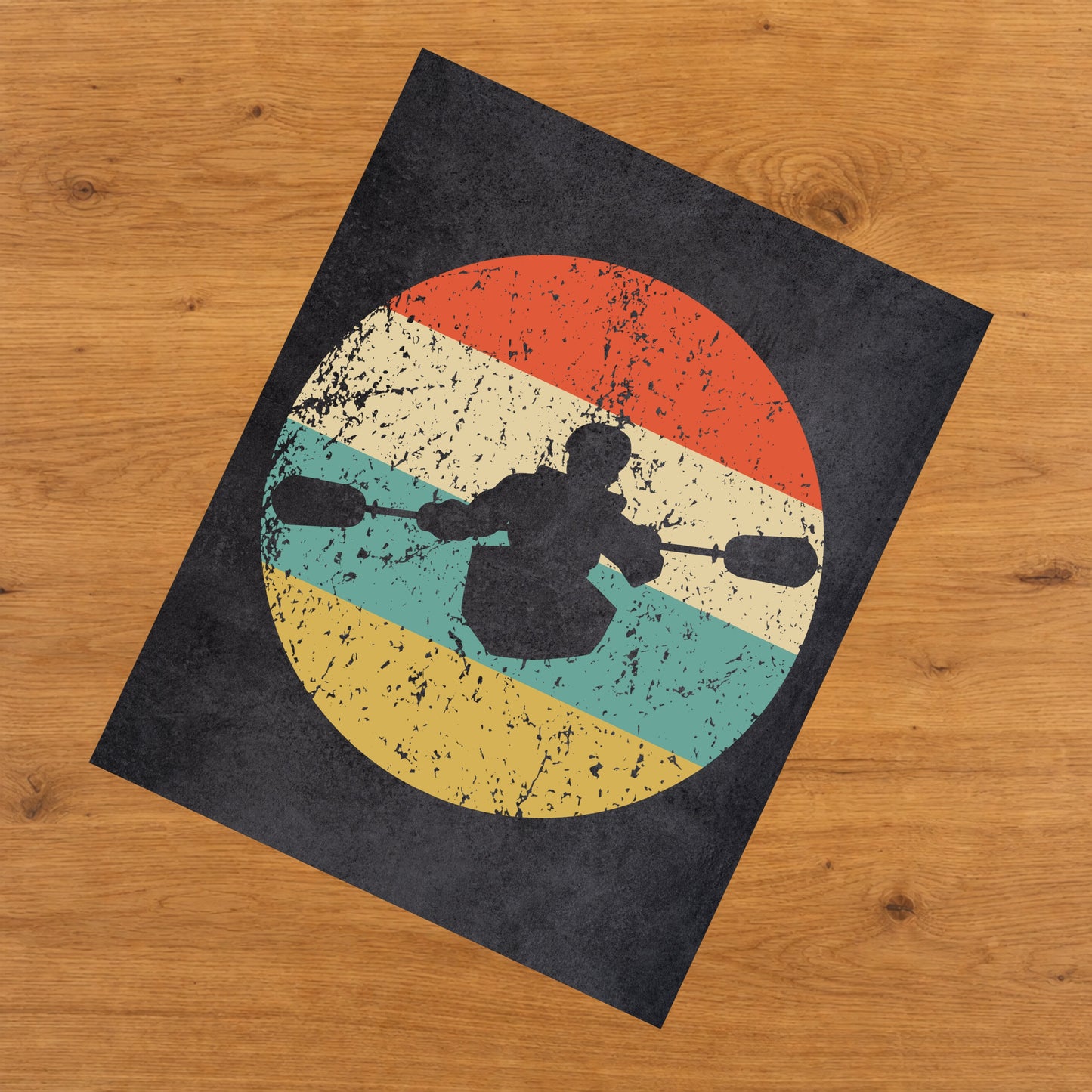 Kayaker Kayaking Sports Icon Retro 8"x10" Wall Art Print