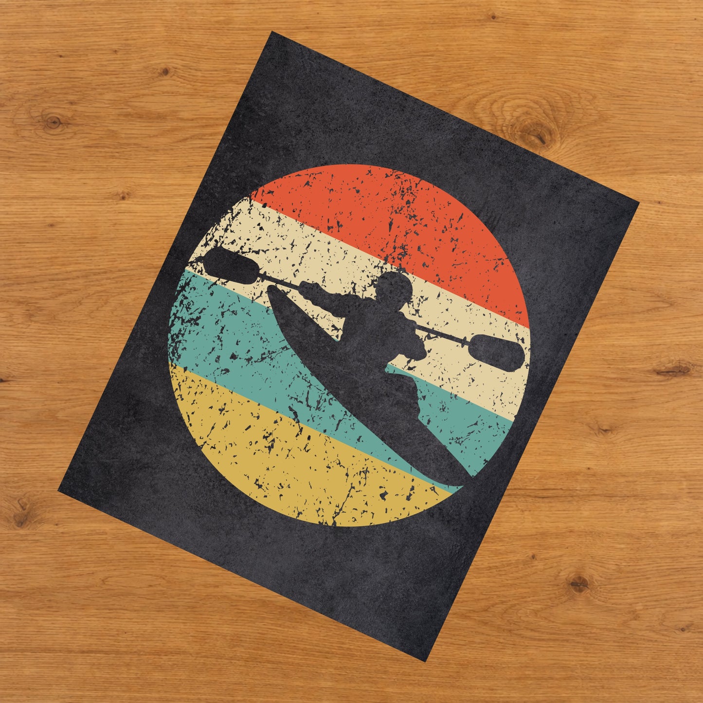 Kayaking Kayaker Sports Icon Retro 8"x10" Wall Art Print