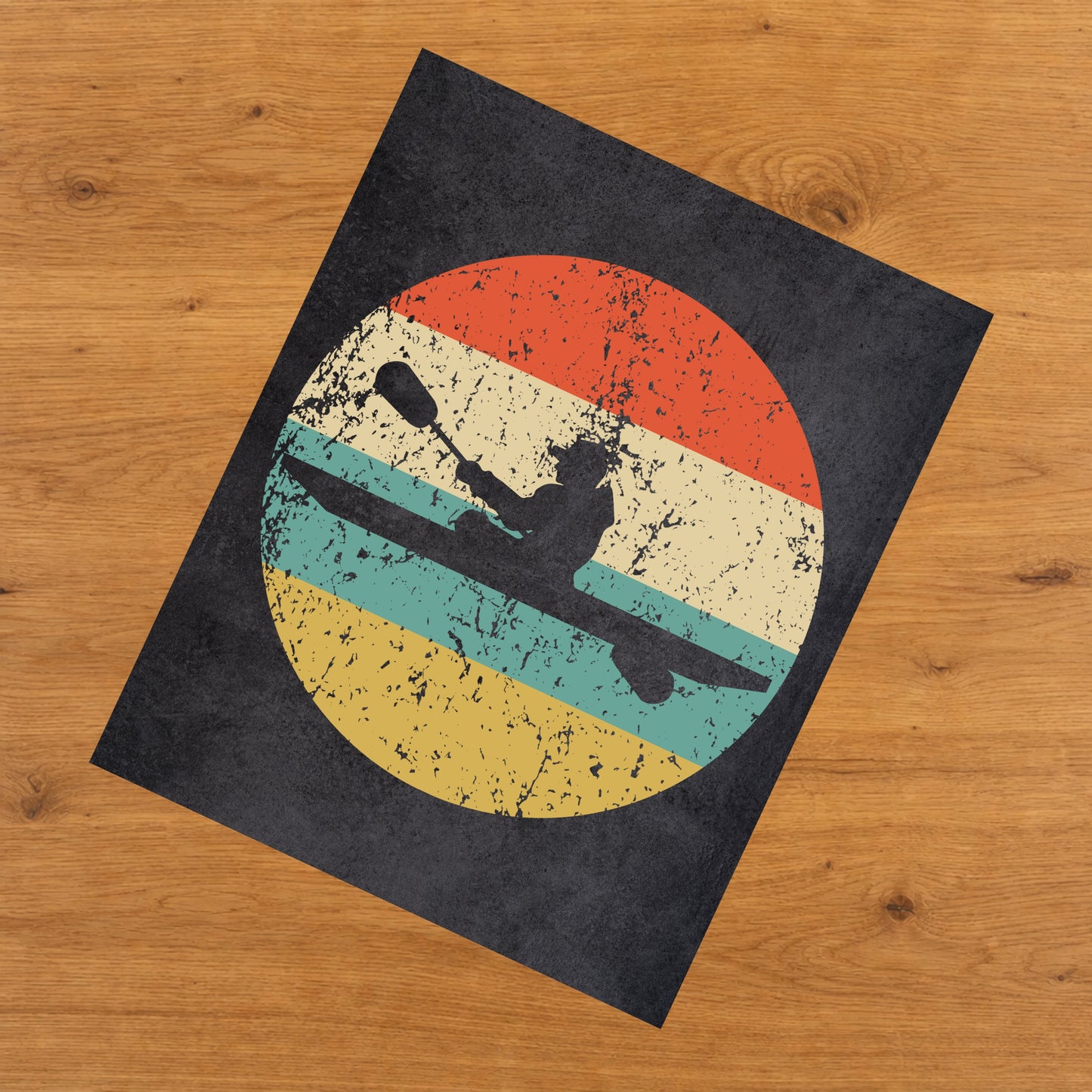 Kayaker Kayak Sports Icon Retro 8"x10" Wall Art Print