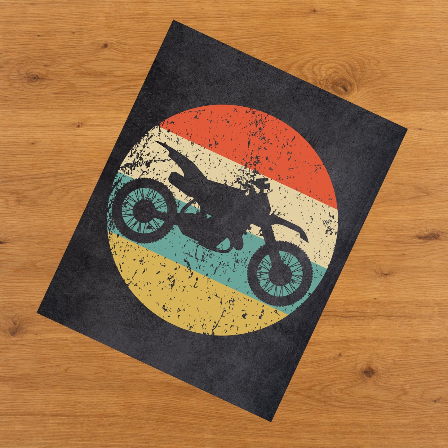 Dirt Bike Motocross Sports Icon Retro 8"x10" Wall Art Print
