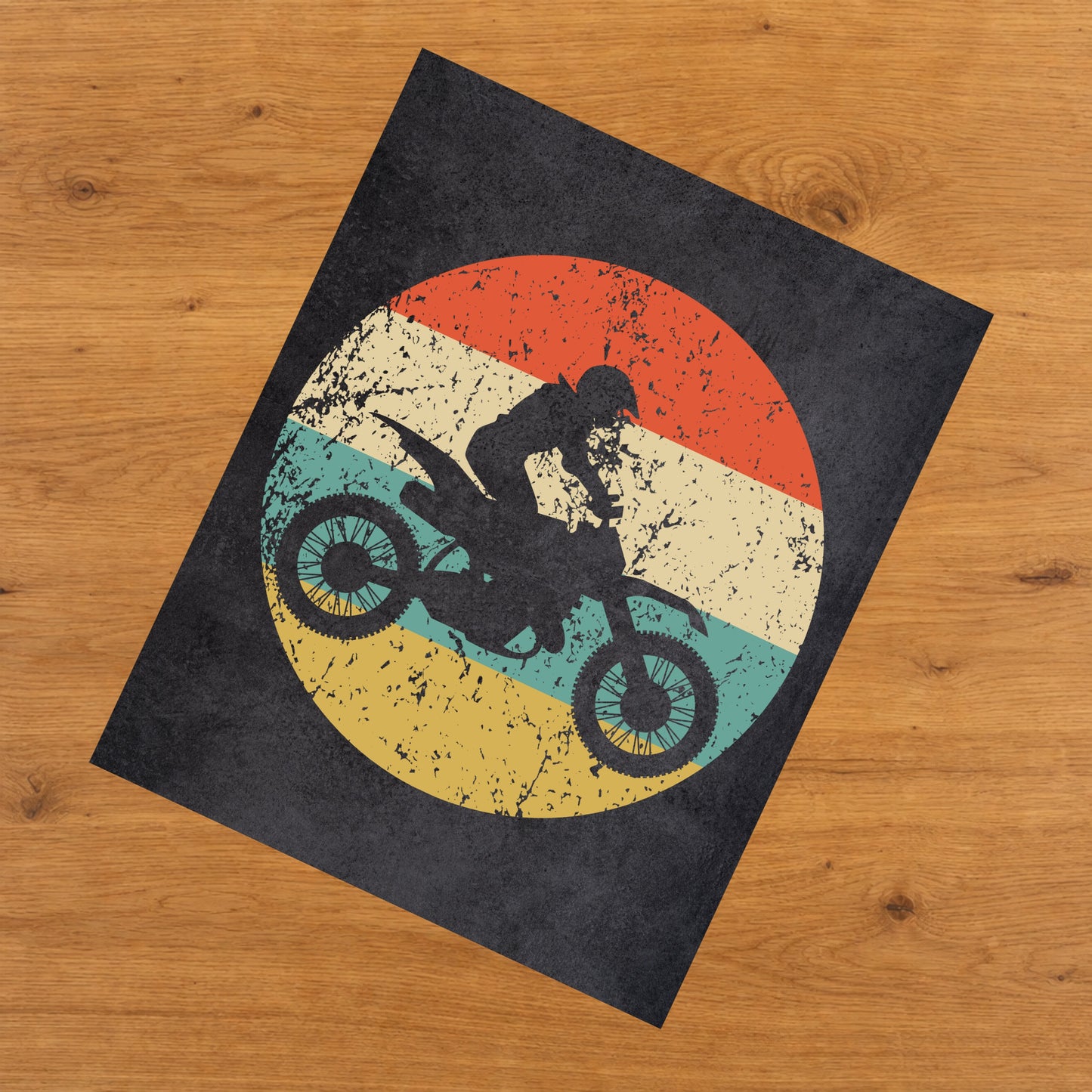 Dirt Biking Motocross Dirt Biker Sports Icon Retro 8"x10" Wall Art Print