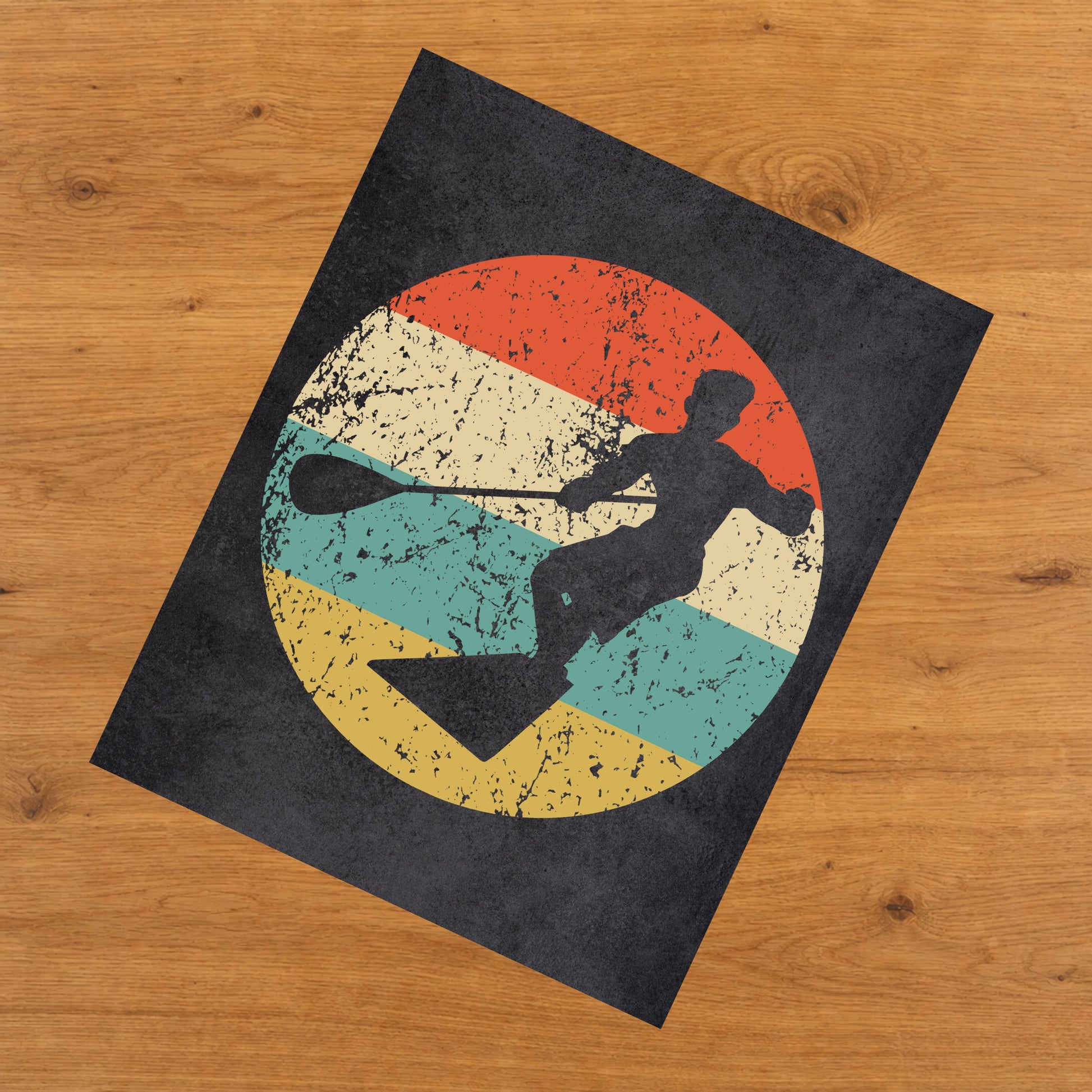 Paddleboarding Paddleboarder Sports Icon Retro 8"x10" Wall Art Print