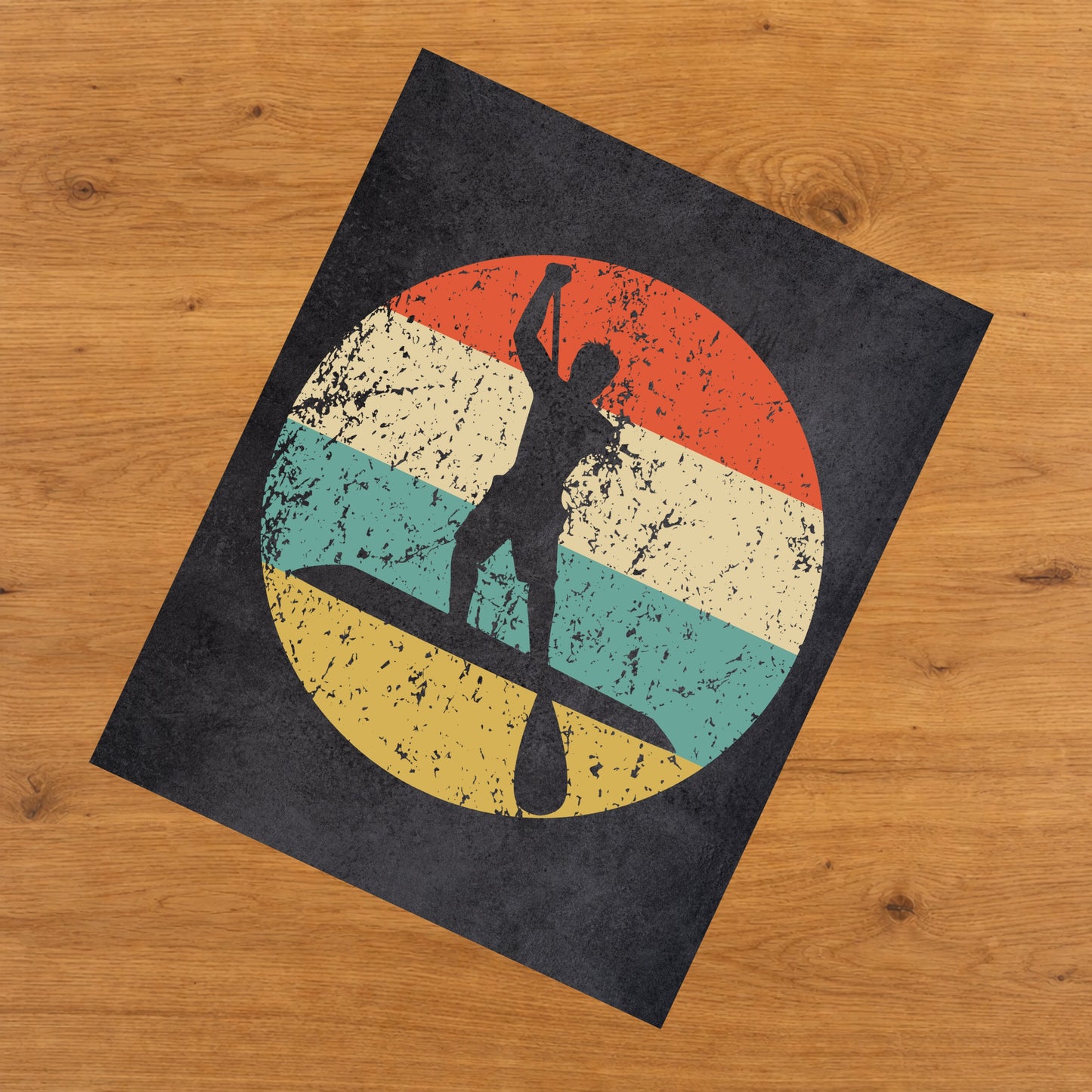 Paddleboarding Paddleboarder Sports Icon Retro 8"x10" Wall Art Print