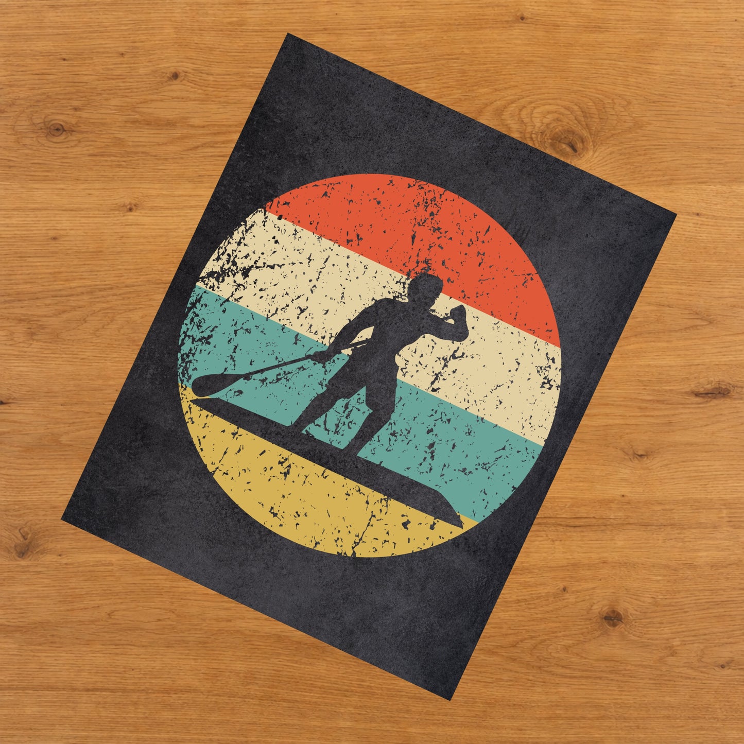 Paddleboarder Paddleboarding Sports Icon Retro 8"x10" Wall Art Print
