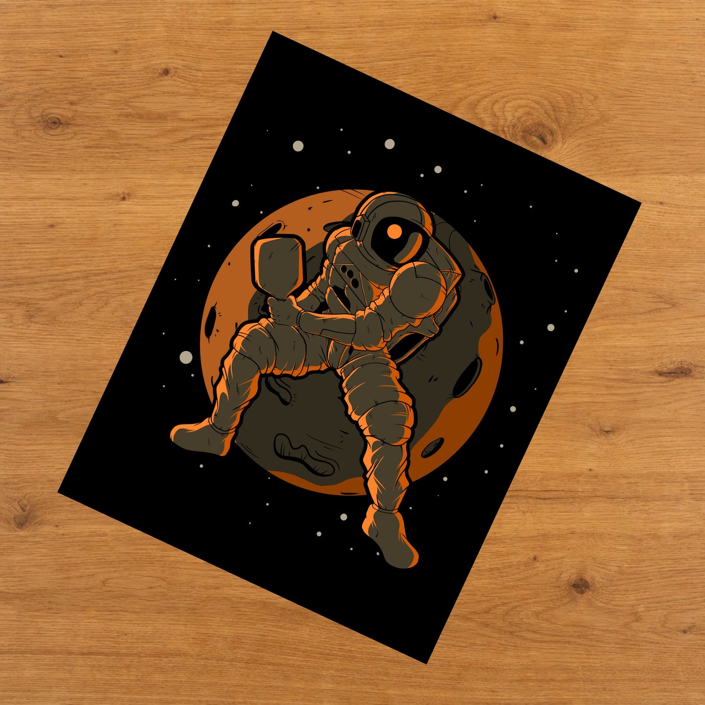 Pickleball Astronaut Outer Space Spaceman 8"x10" Wall Art Print