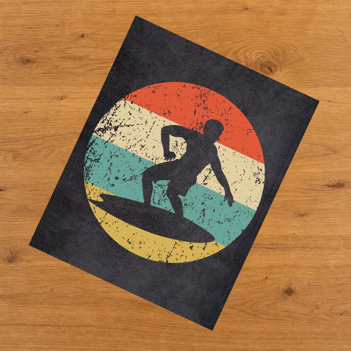 Surfer Surfing Sports Icon Retro 8"x10" Wall Art Print