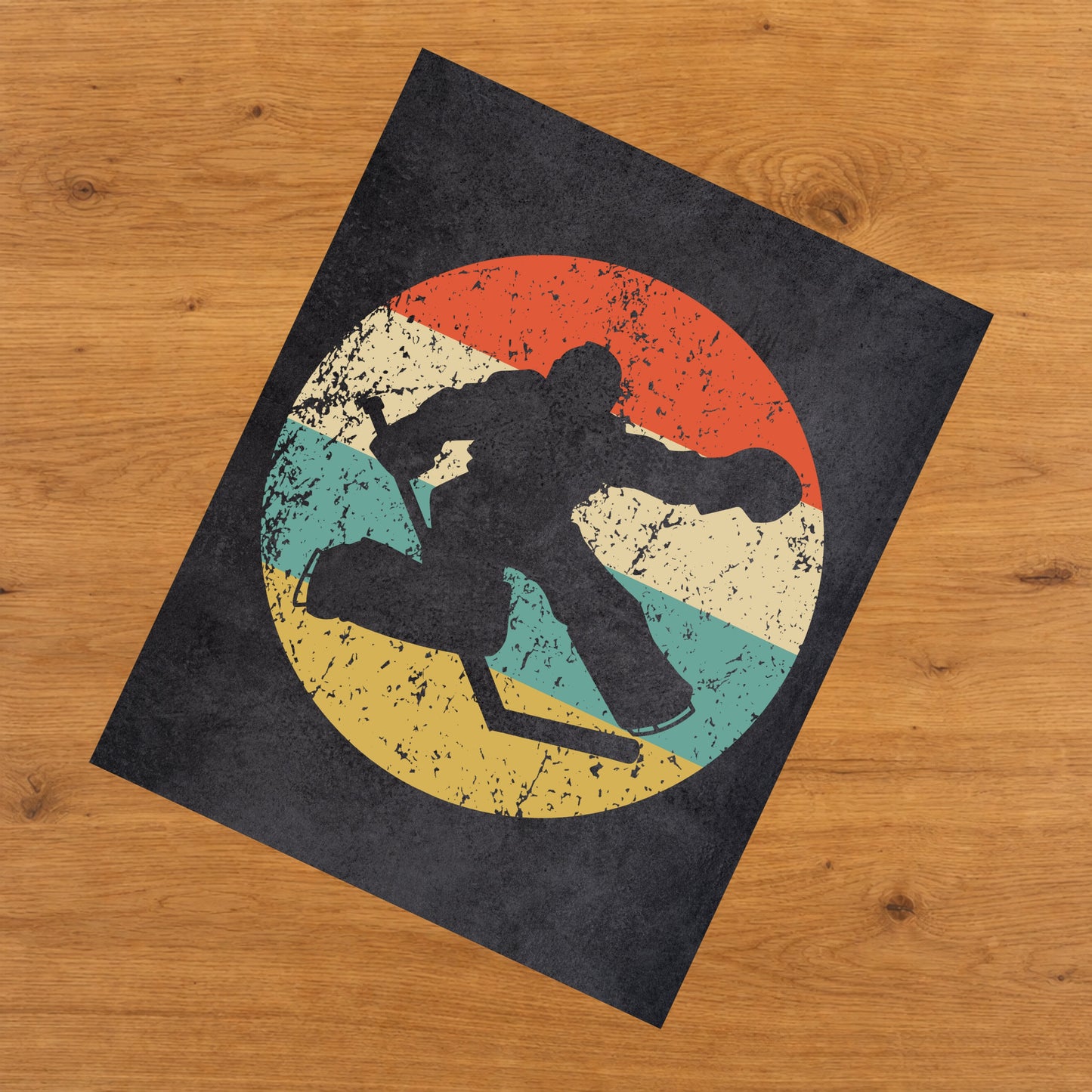 Hockey Player Goalie Sports Icon Retro 8"x10" Wall Art Print