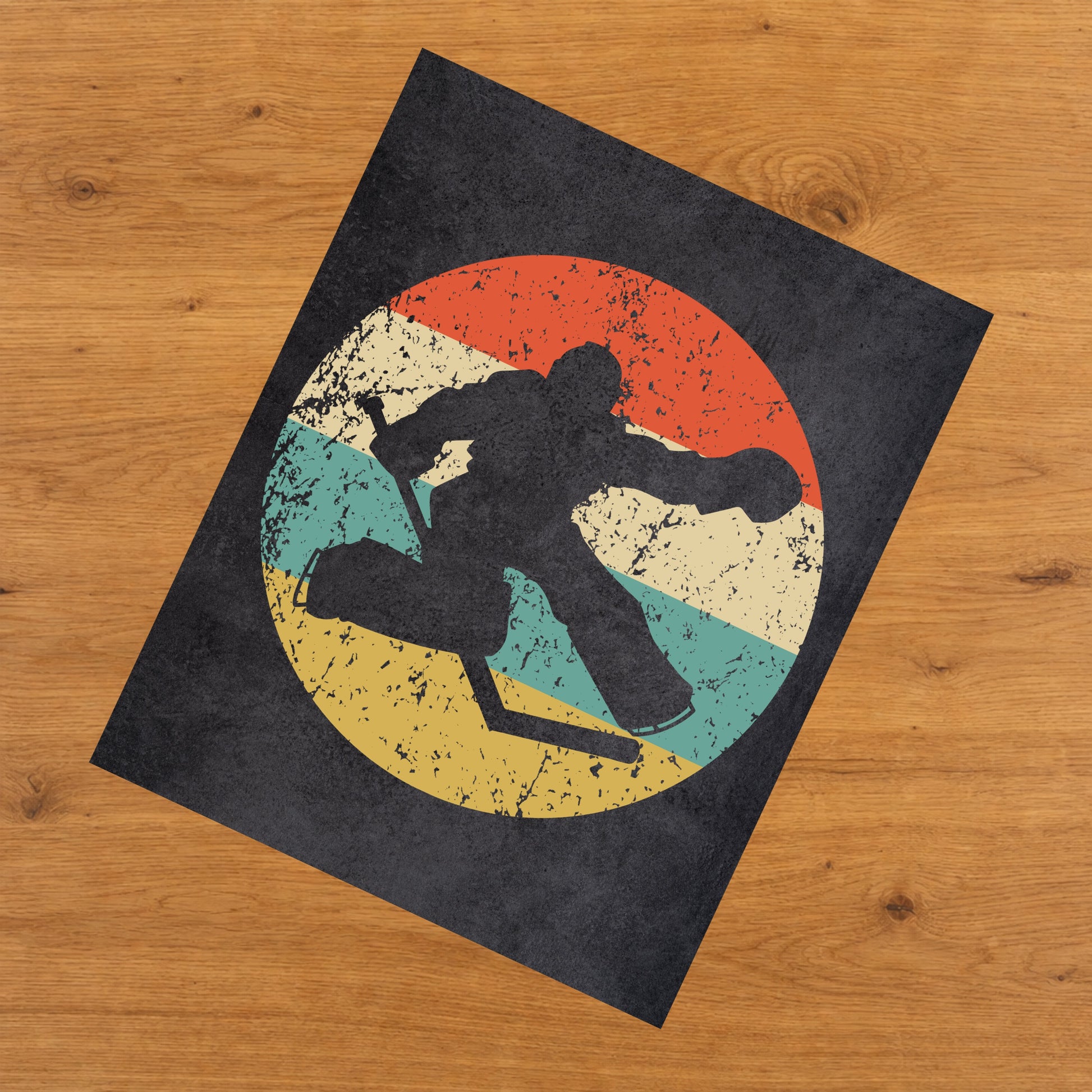 Hockey Player Goalie Sports Icon Retro 8"x10" Wall Art Print