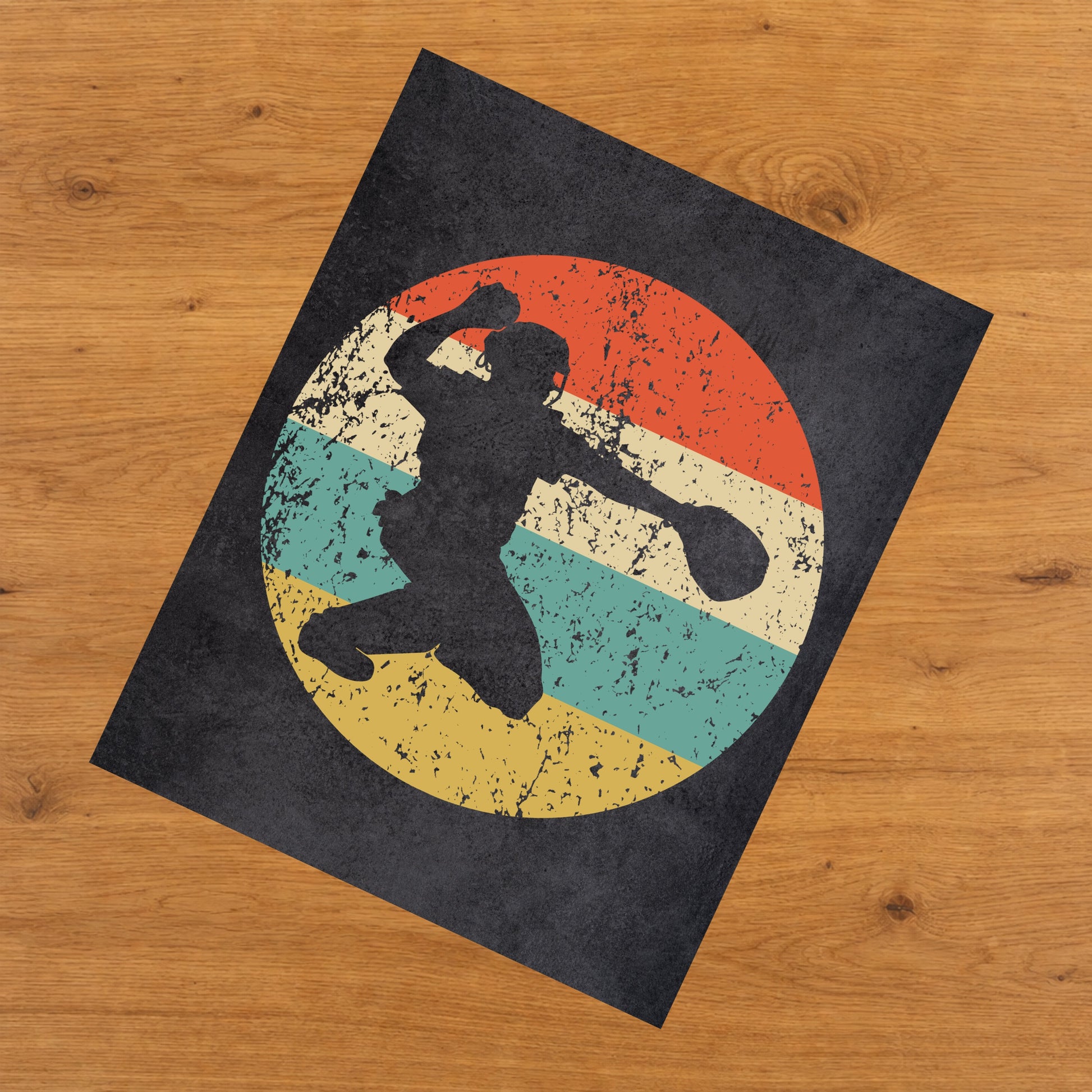 Baseball Player Catcher Sports Icon Retro 8"x10" Wall Art Print