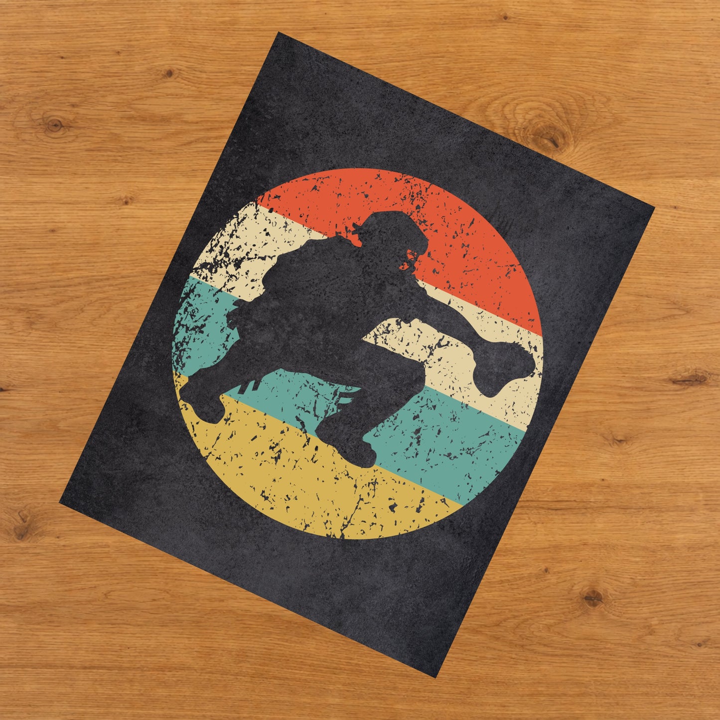 Baseball Catcher Sports Icon Retro 8"x10" Wall Art Print