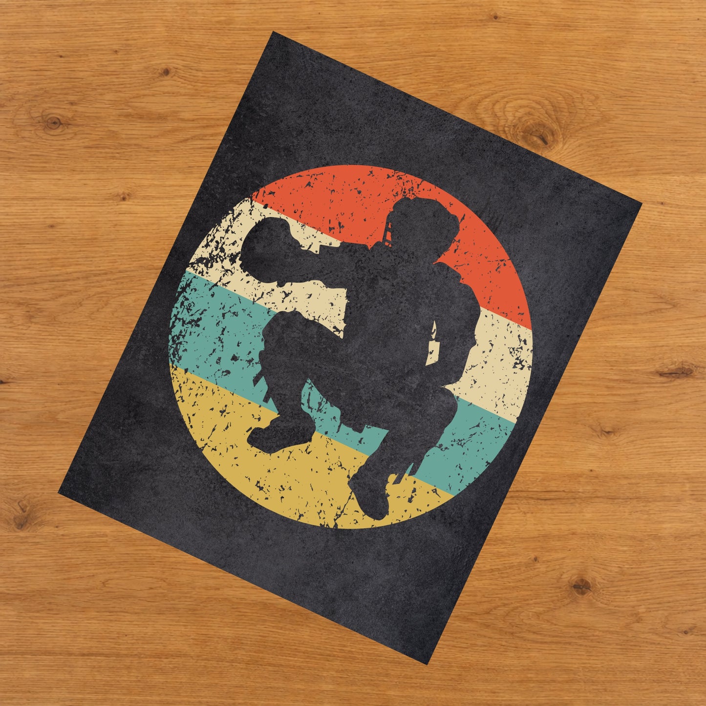 Baseball Catcher Sports Icon Retro 8"x10" Wall Art Print