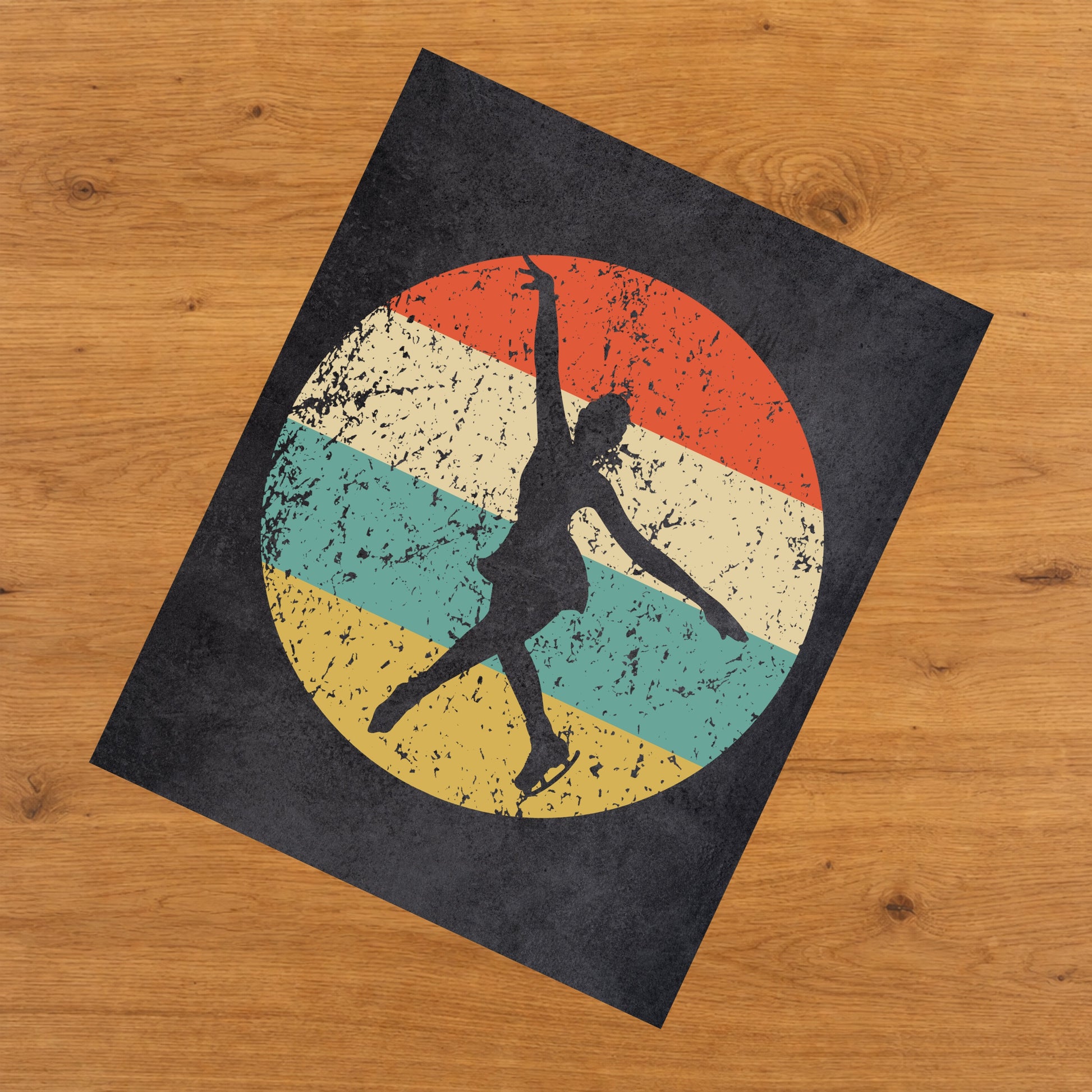 Figure Skater Sports Icon Retro 8"x10" Wall Art Print