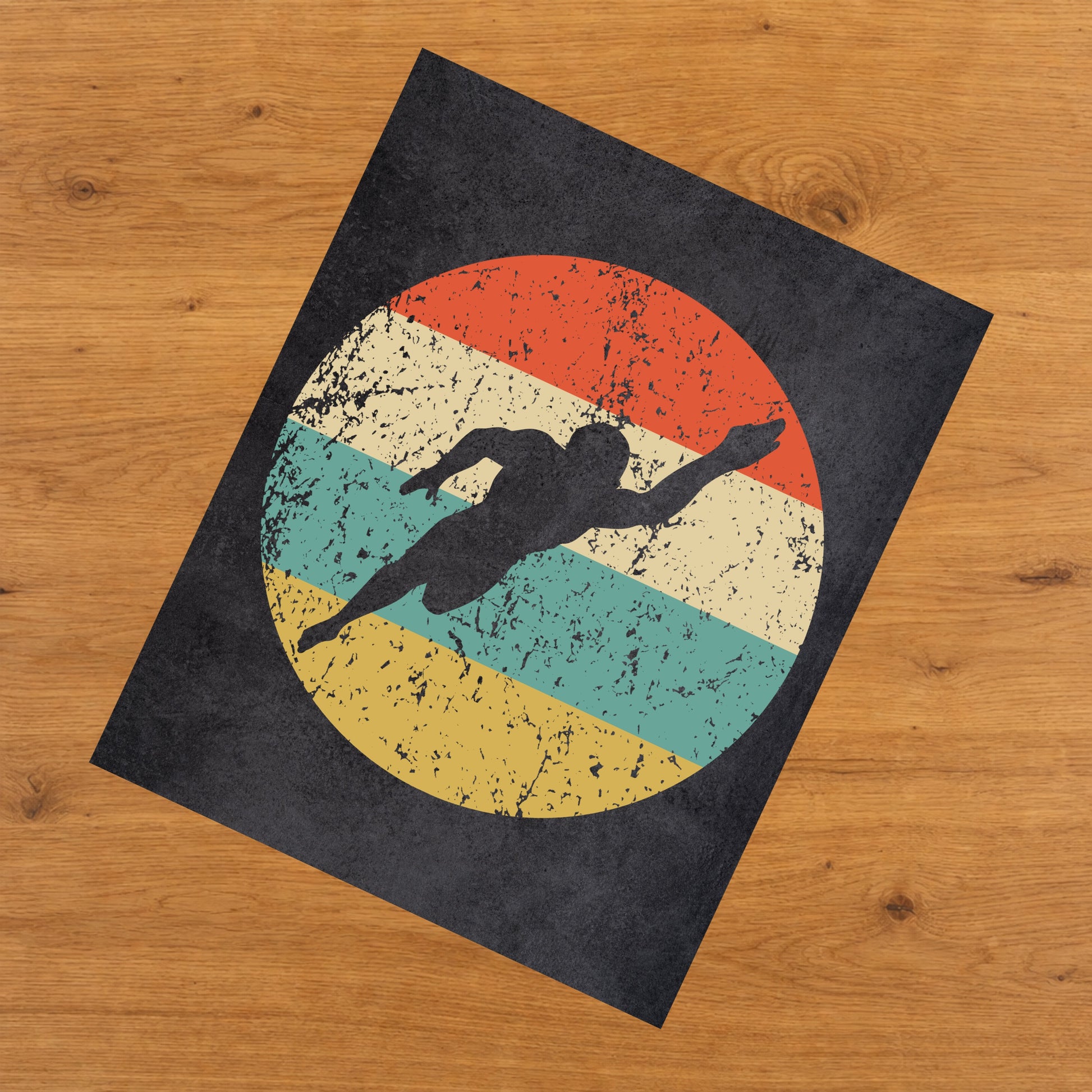 Swimmer Sports Icon Retro 8"x10" Wall Art Print