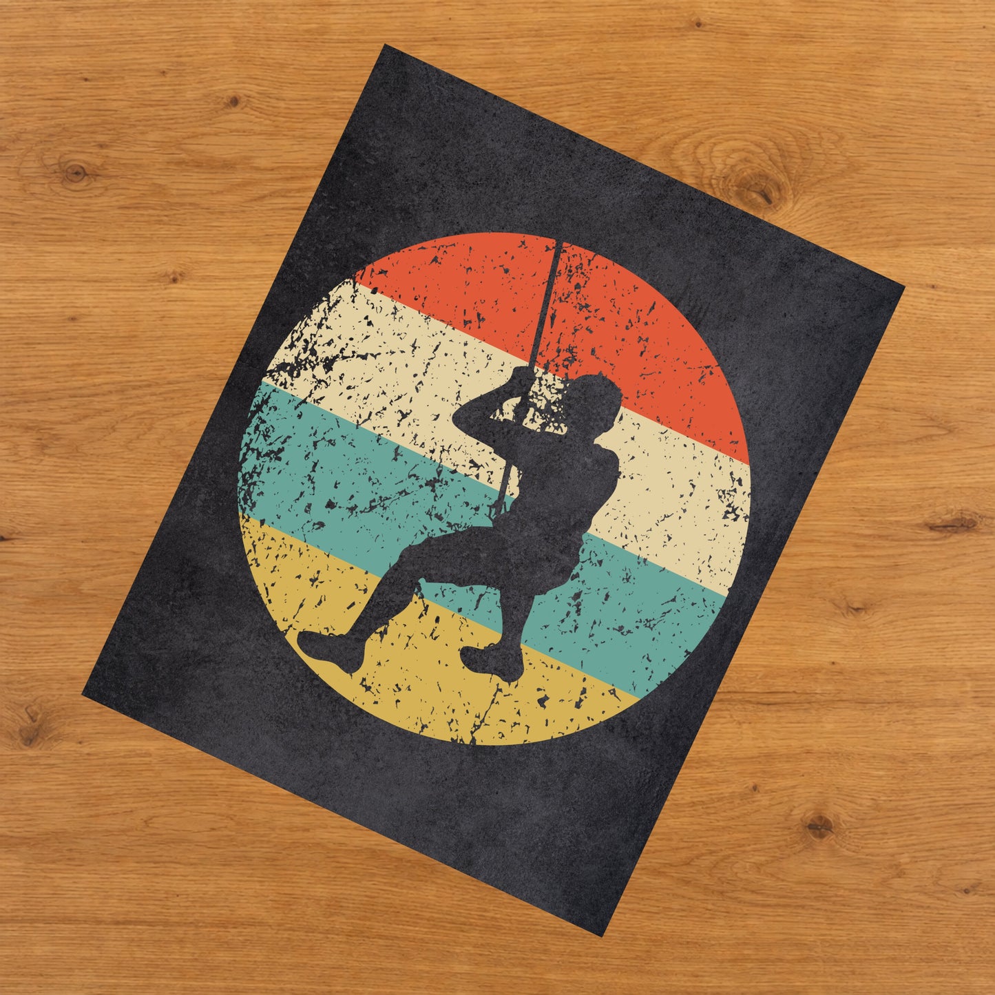 Rock Climber Rappelling Sports Icon Retro 8"x10" Wall Art Print