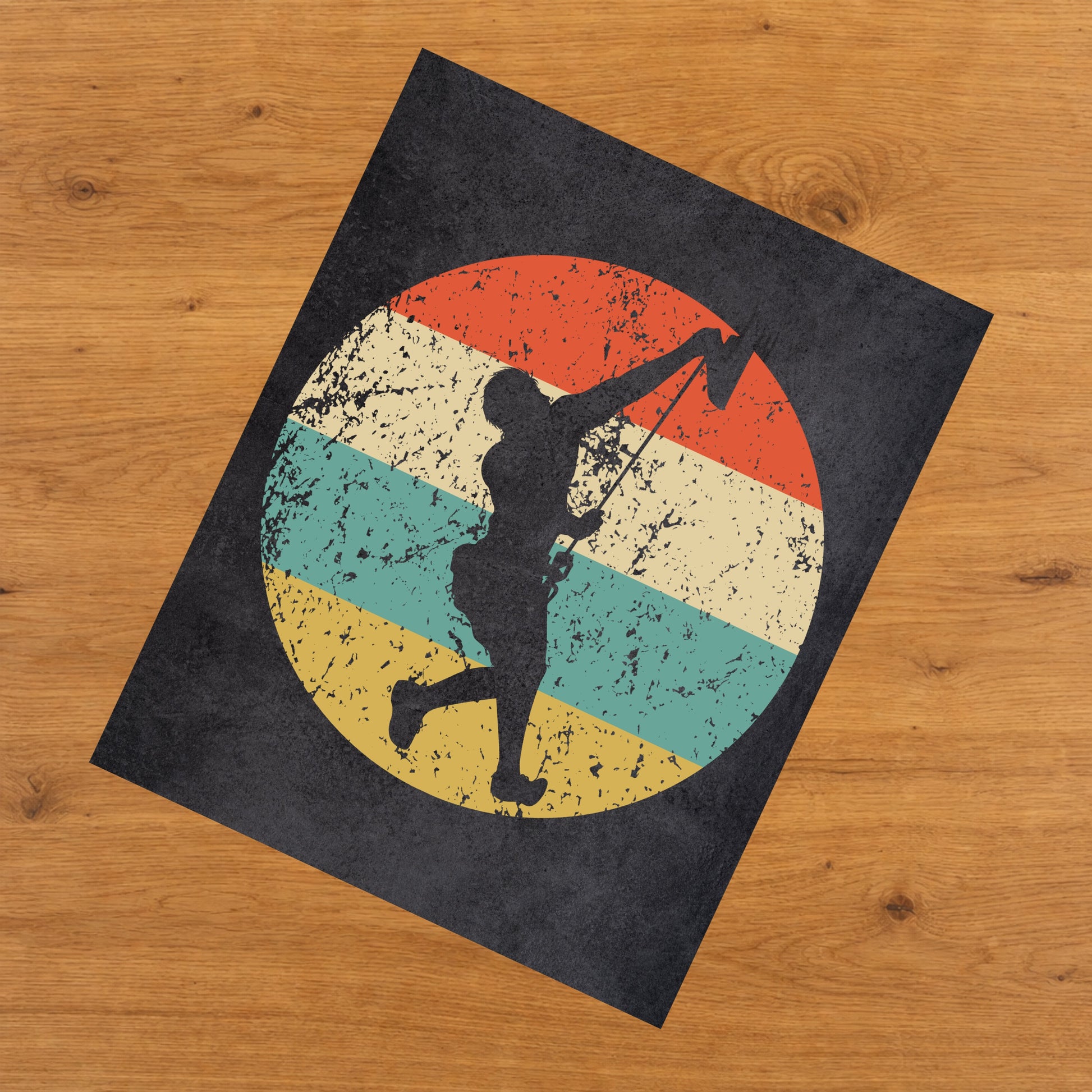 Rock Climber Rock Climbing Sports Icon Retro 8"x10" Wall Art Print
