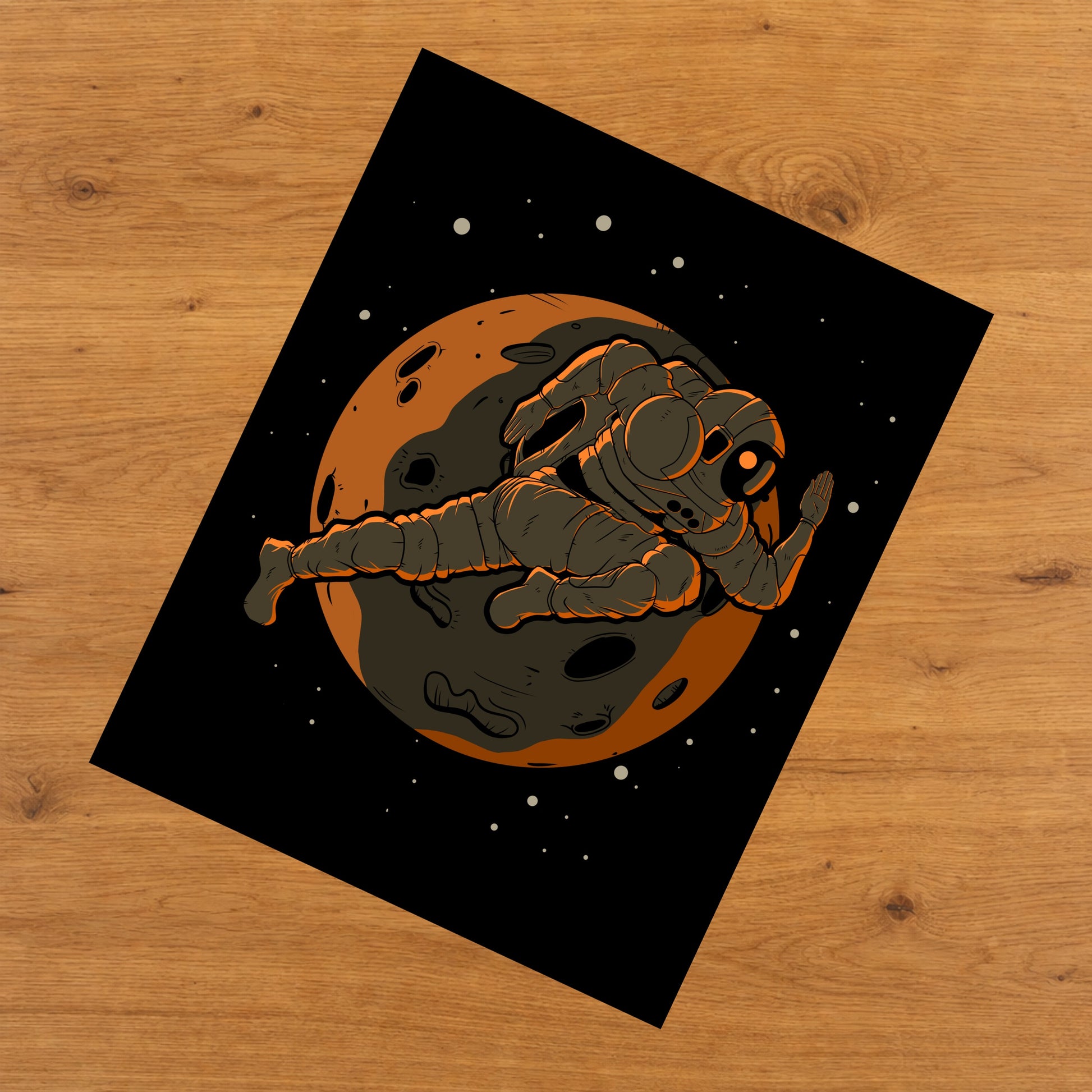 Running Astronaut Outer Space Spaceman 8"x10" Wall Art Print