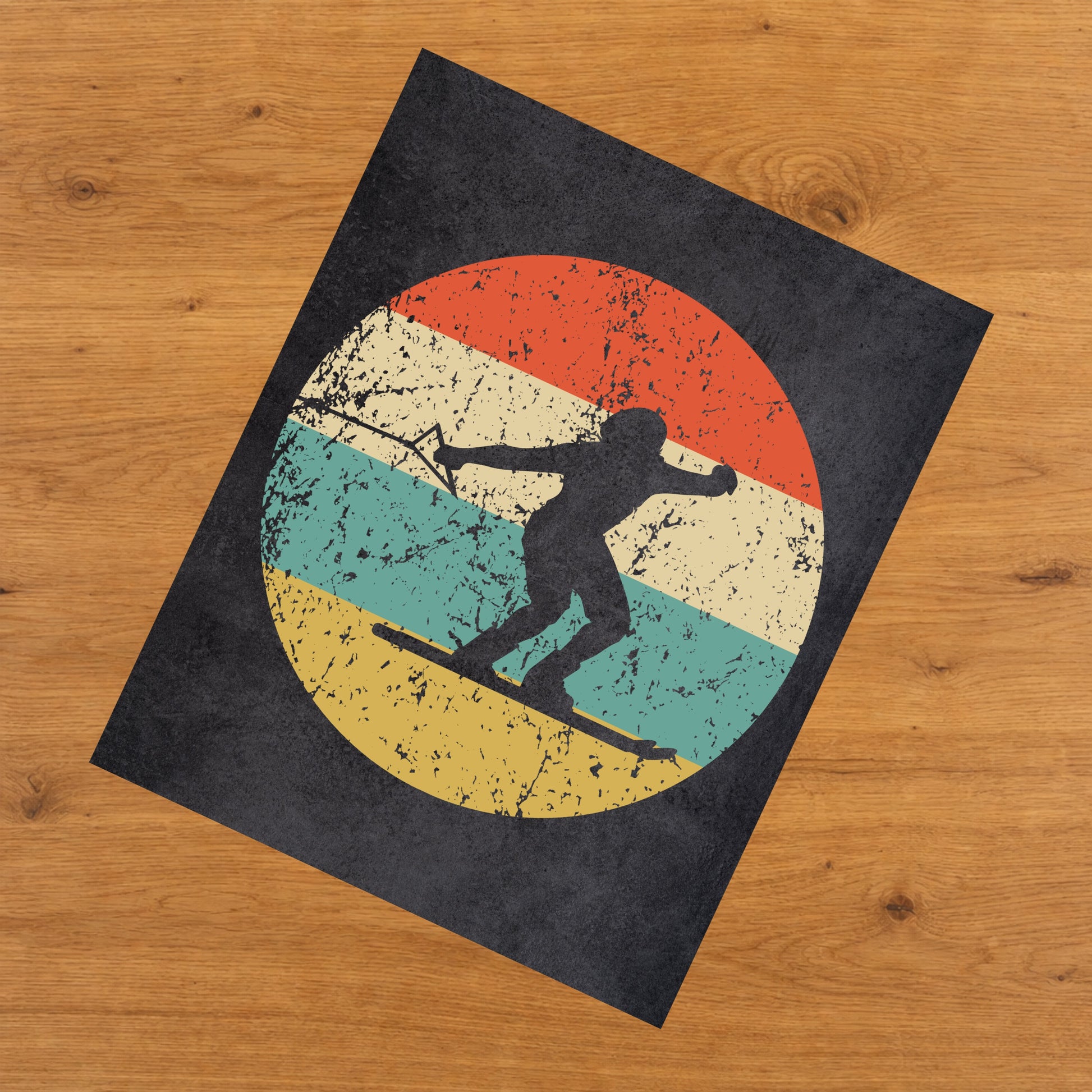 Waterskiing Sports Icon Retro 8"x10" Wall Art Print