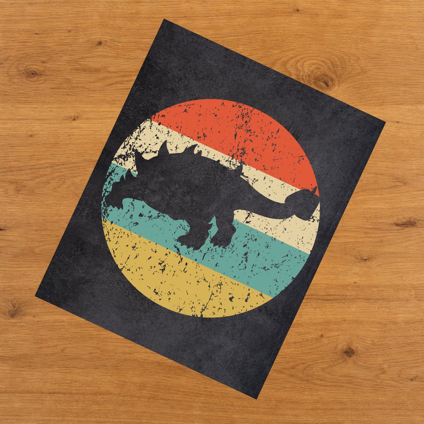 Ankylosaurus Dinosaur Icon Retro 8"x10" Wall Art Print