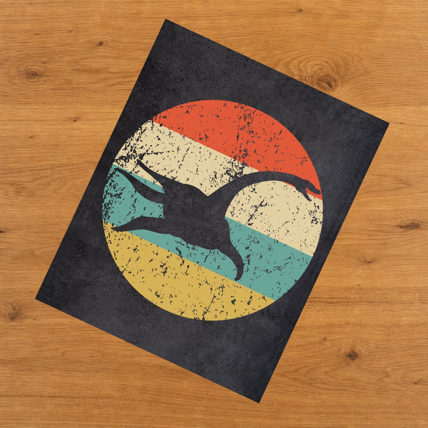Plesiosaur Dinosaur Icon Retro 8"x10" Wall Art Print