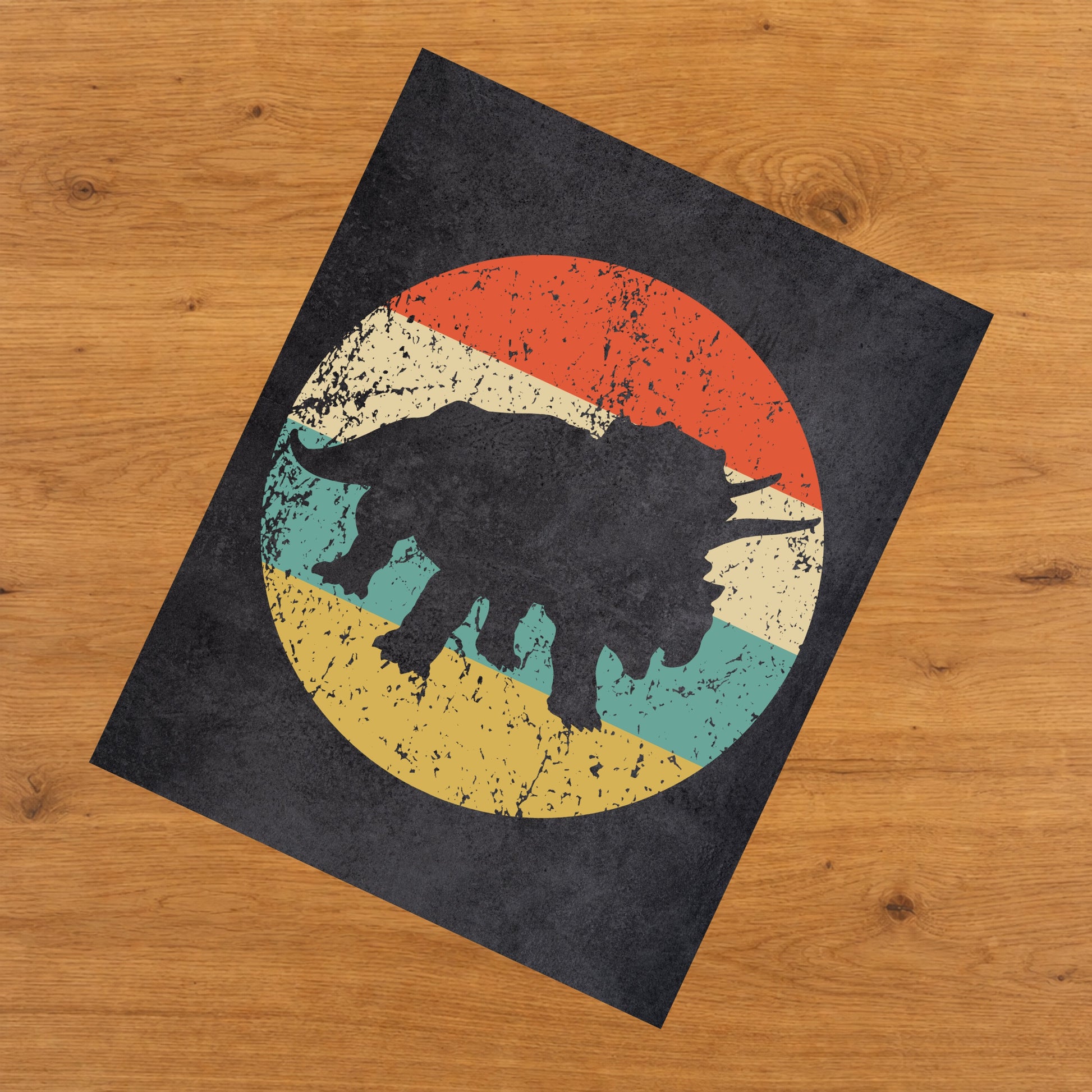 Triceratops Dinosaur Icon Retro 8"x10" Wall Art Print