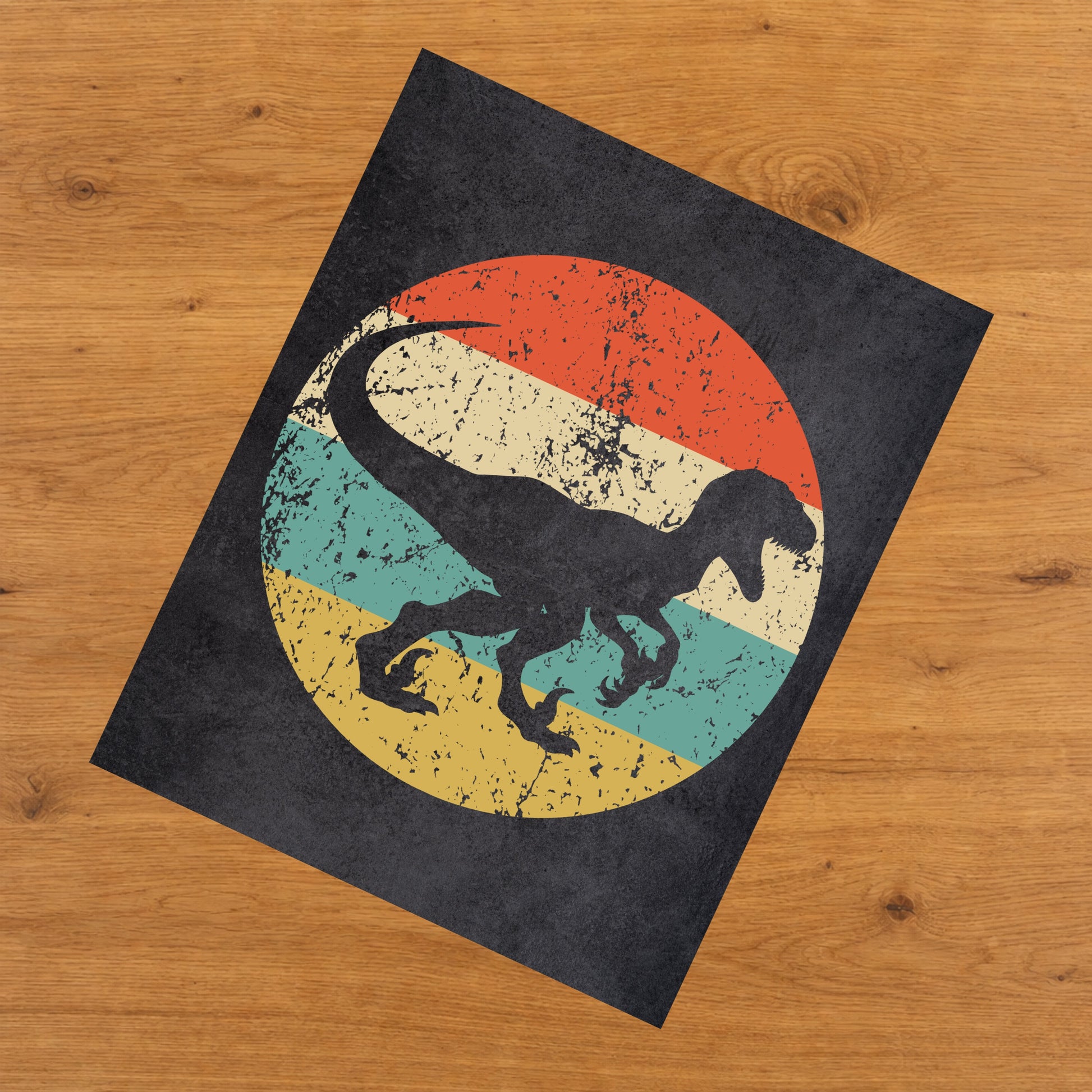 Velociraptor Raptor Dinosaur Icon Retro 8"x10" Wall Art Print