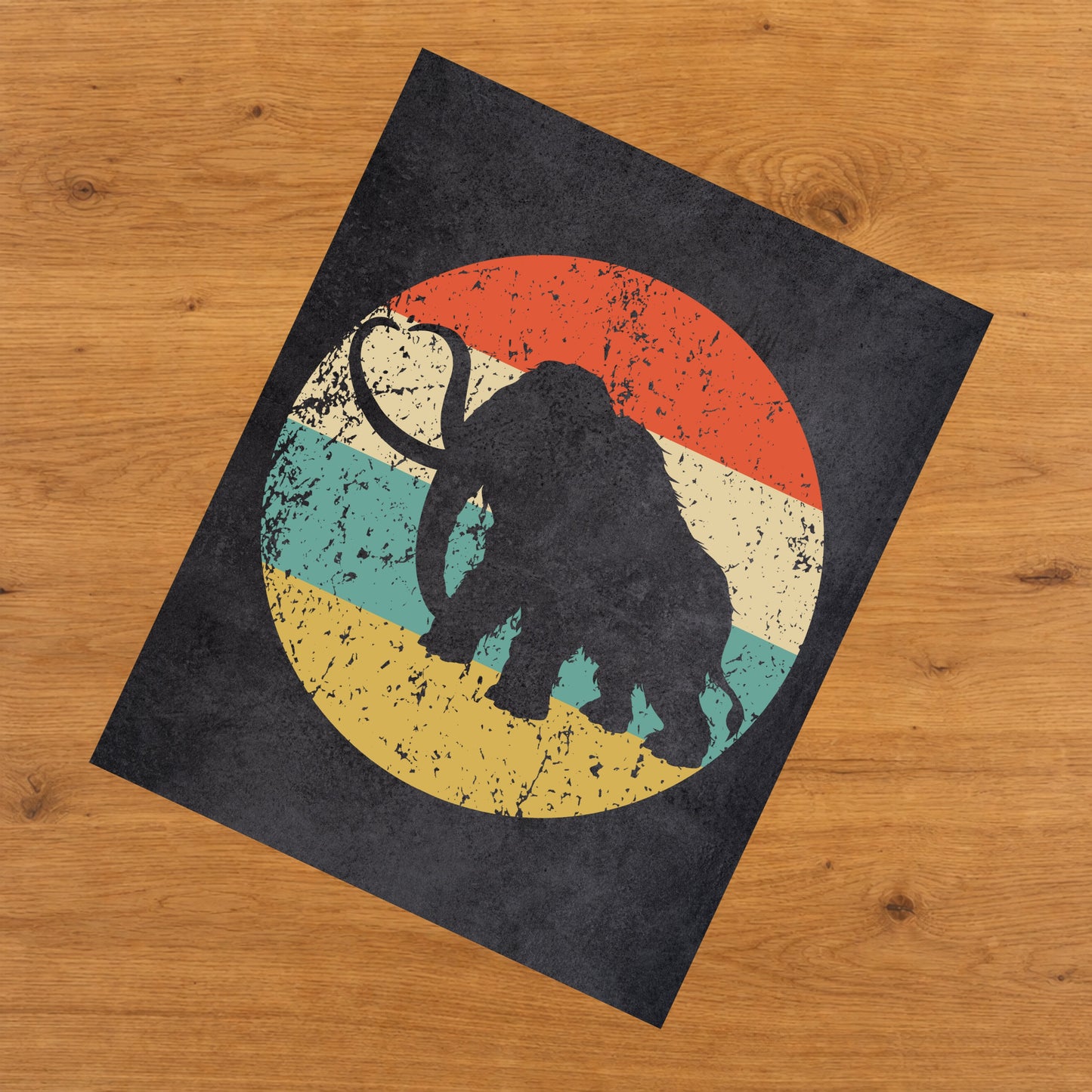 Woolly Mammoth Animal Icon Retro 8"x10" Wall Art Print