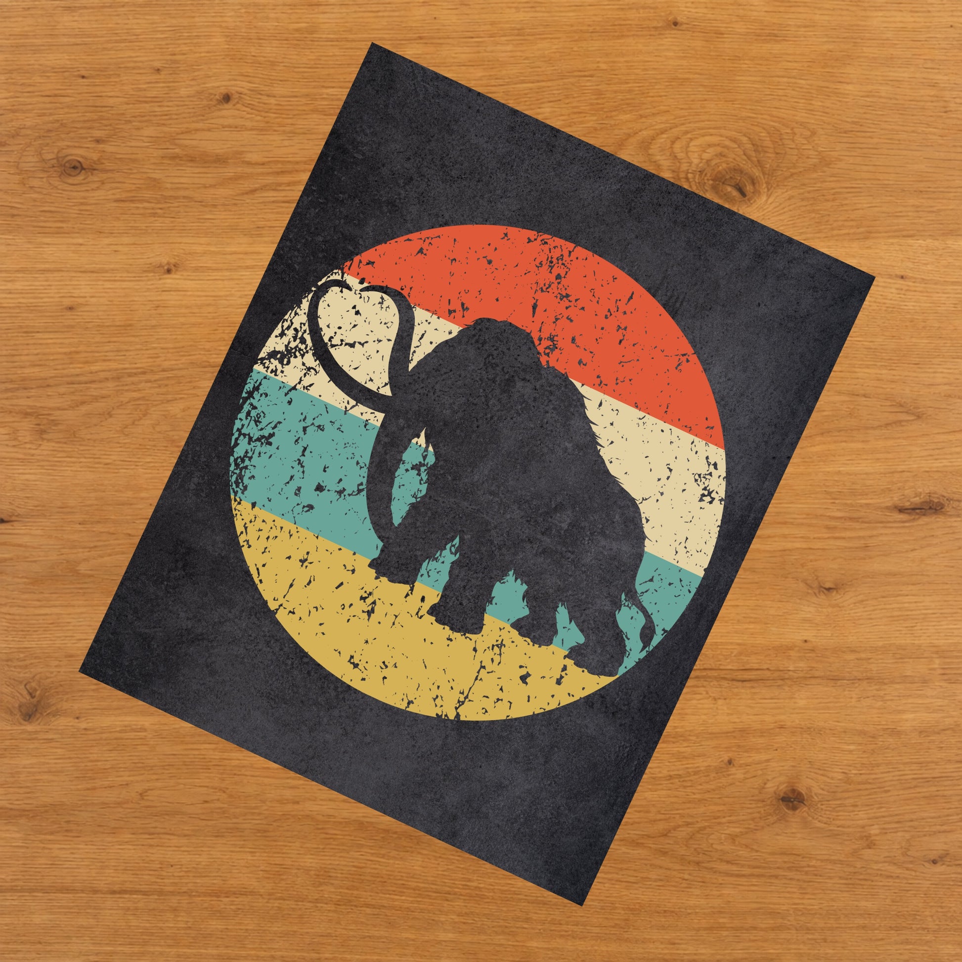 Woolly Mammoth Animal Icon Retro 8"x10" Wall Art Print