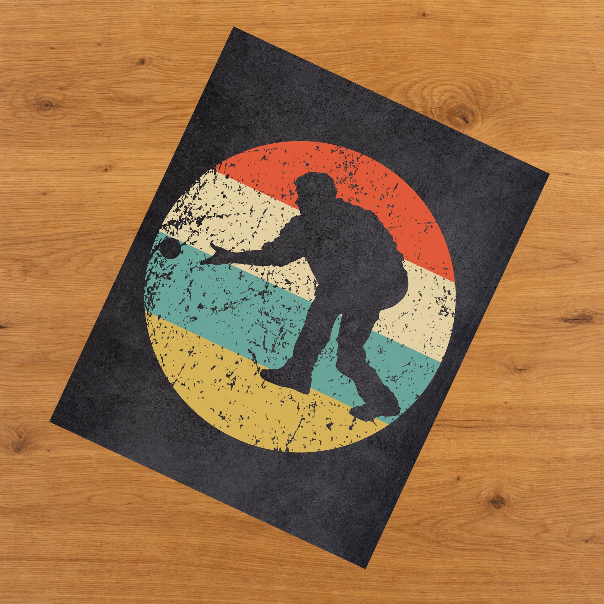 Man Playing Bocce Icon Retro 8"x10" Wall Art Print