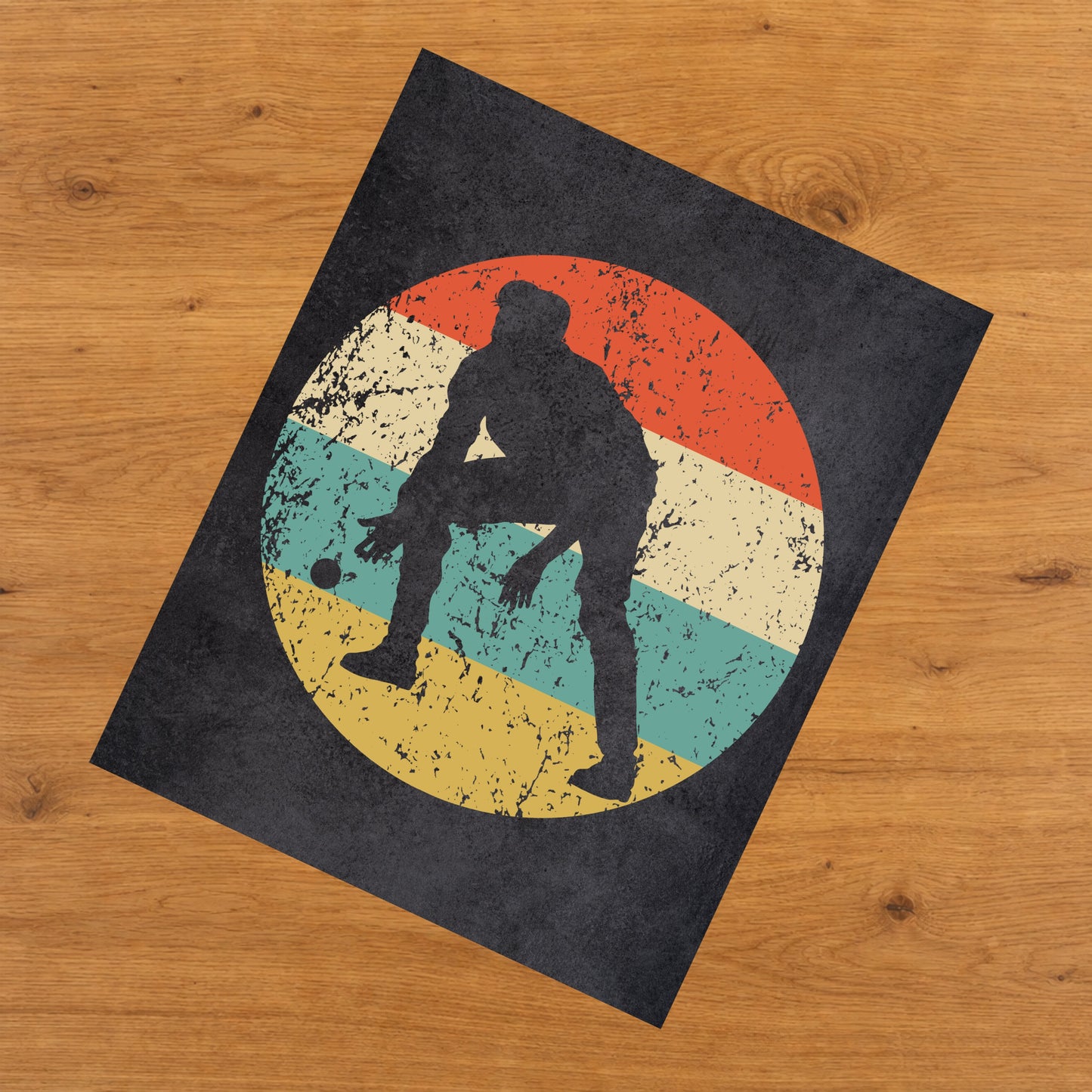 Man Playing Bocce Ball Icon Retro 8"x10" Wall Art Print