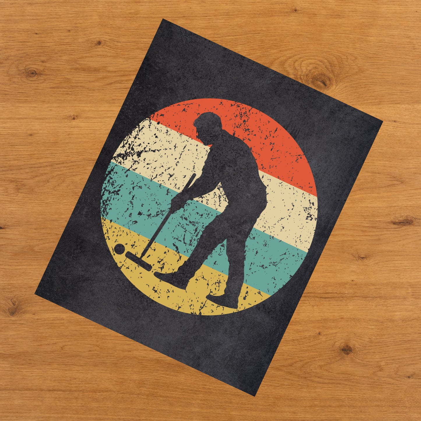 Man Playing Croquet Icon Retro 8"x10" Wall Art Print
