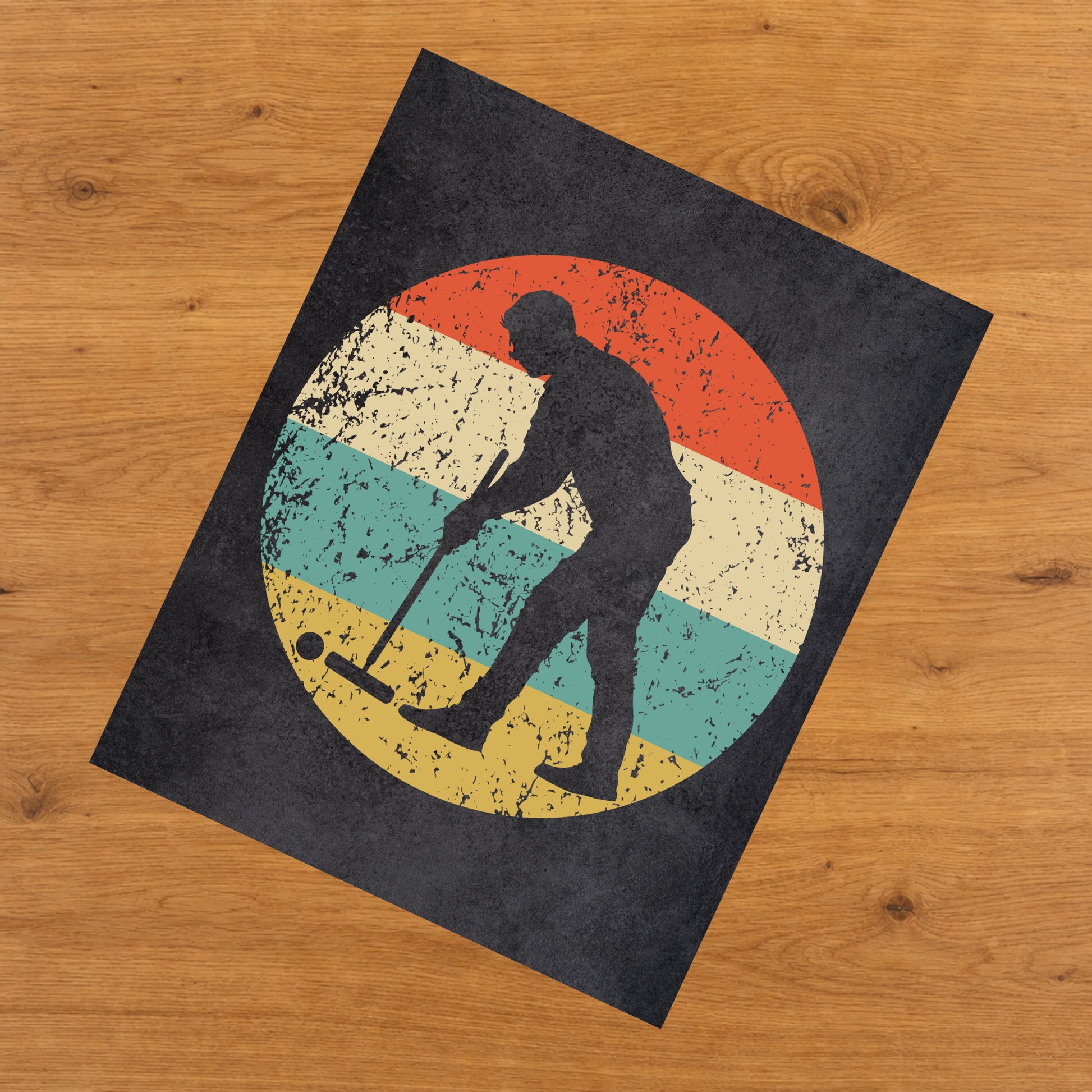 Man Playing Croquet Icon Retro 8"x10" Wall Art Print