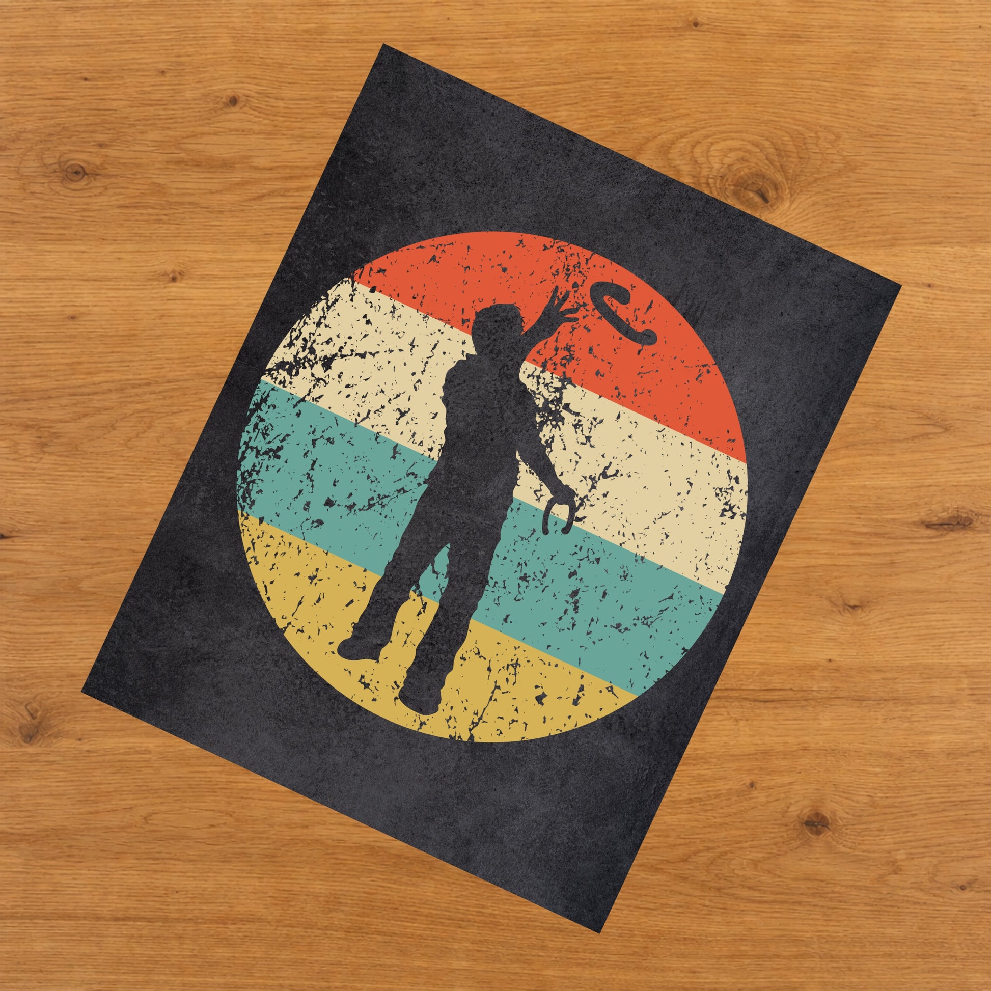Man Playing Horseshoes Icon Retro 8"x10" Wall Art Print