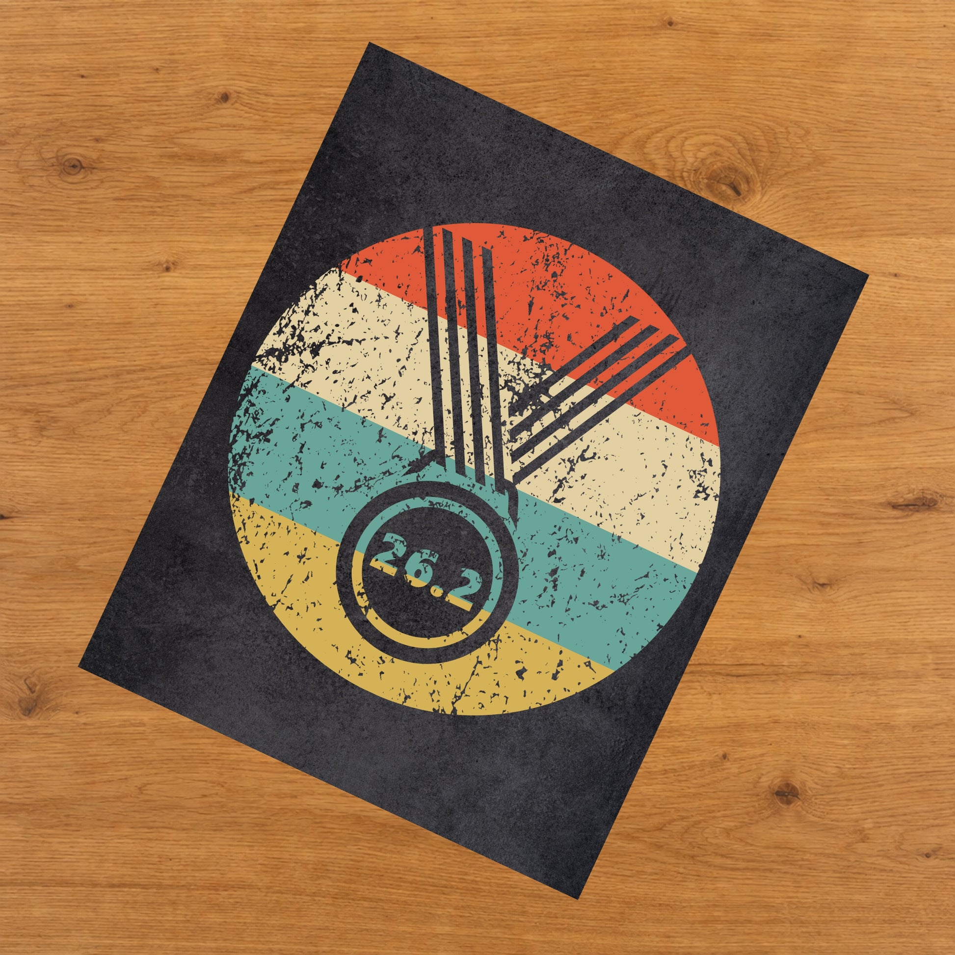 26.2 Miles Marathon Finisher Medal Icon Retro 8"x10" Wall Art Print
