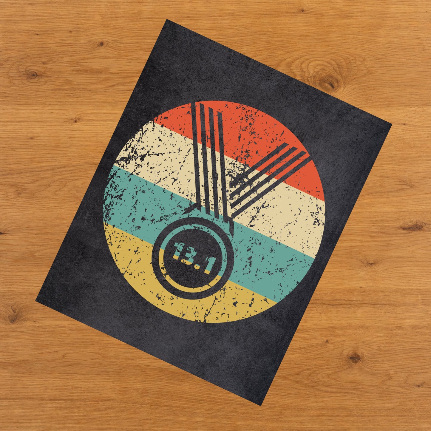 13.1 Miles Half Marathon Finisher Medal Icon Retro 8"x10" Wall Art Print