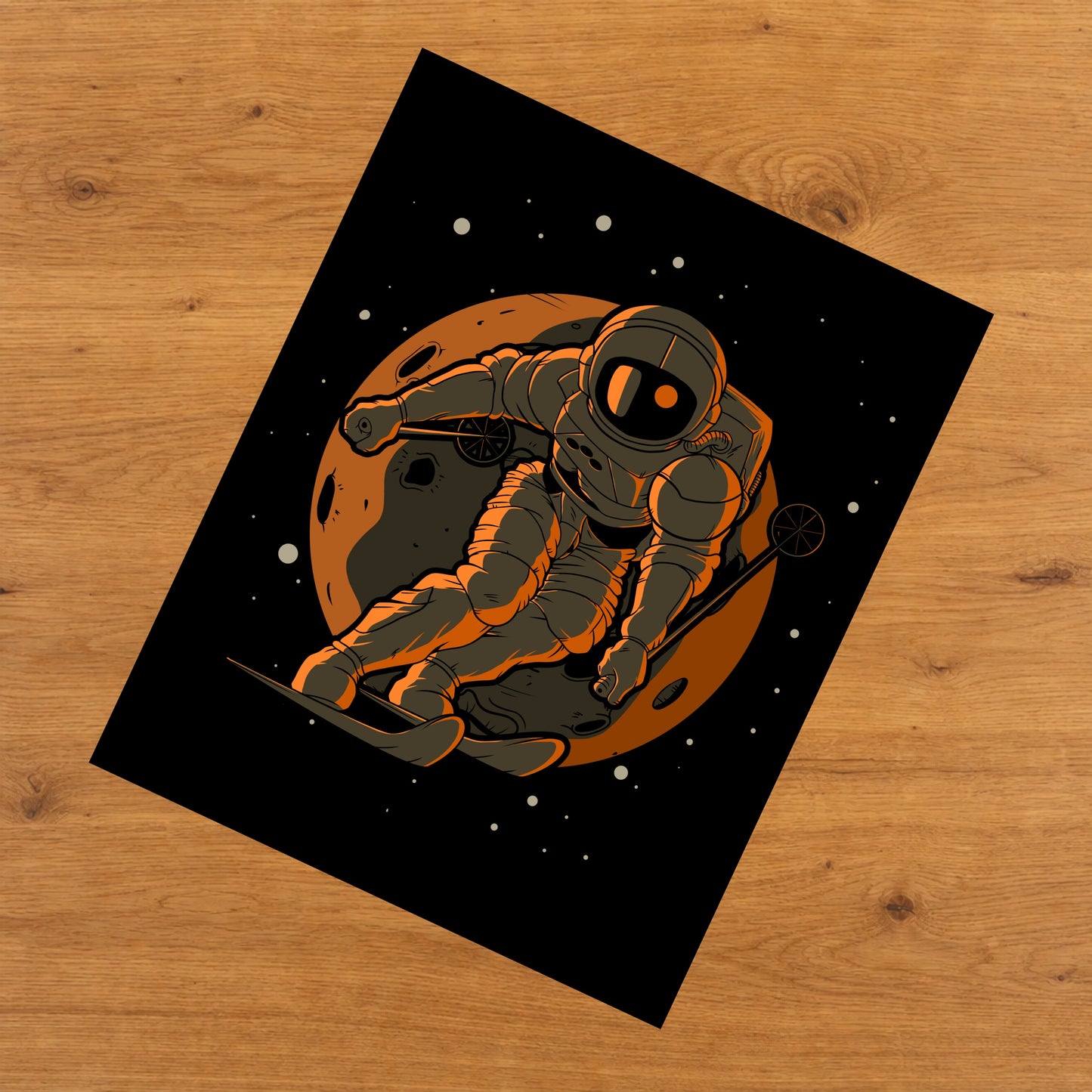 Skiing Astronaut Outer Space Spaceman 8"x10" Wall Art Print