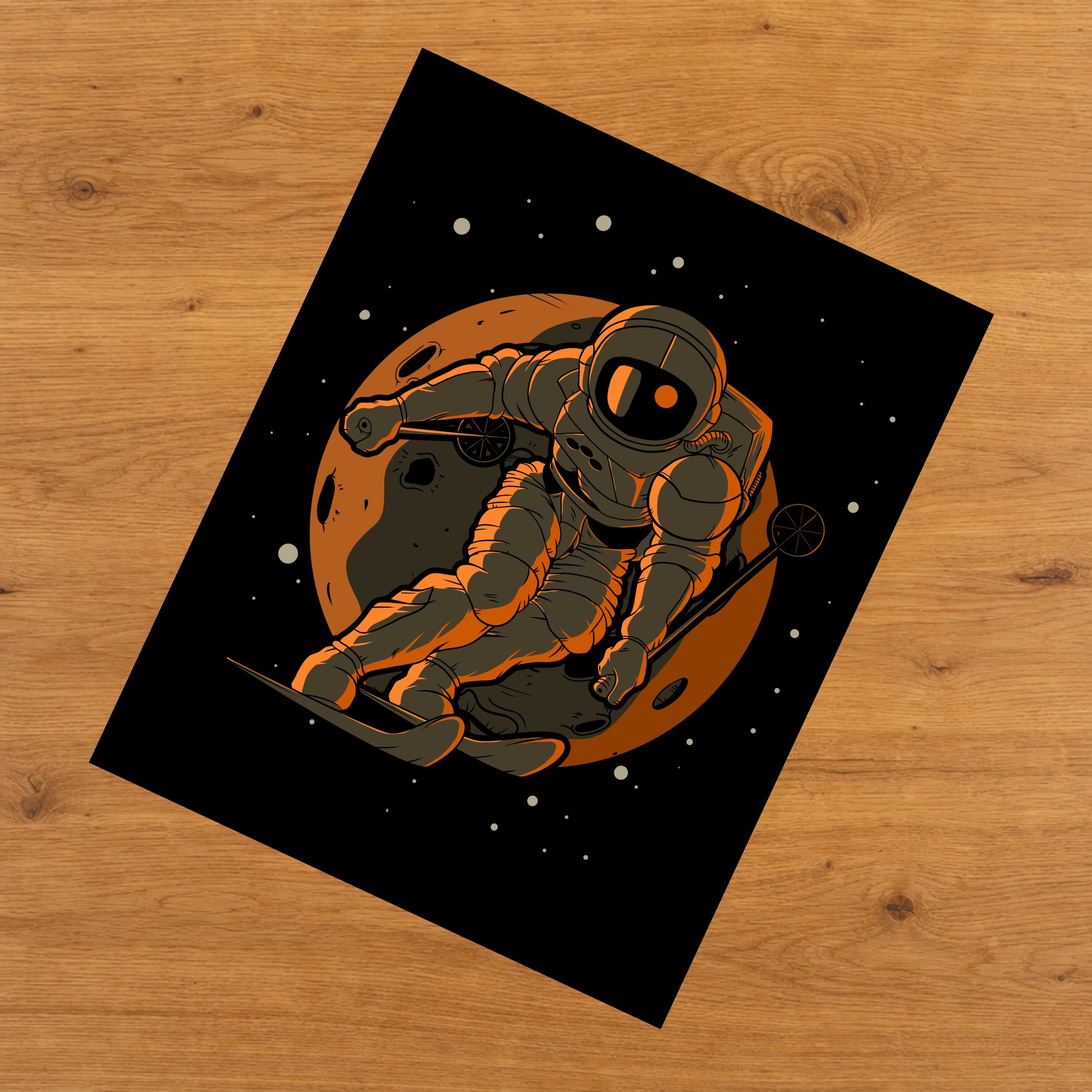 Skiing Astronaut Outer Space Spaceman 8"x10" Wall Art Print