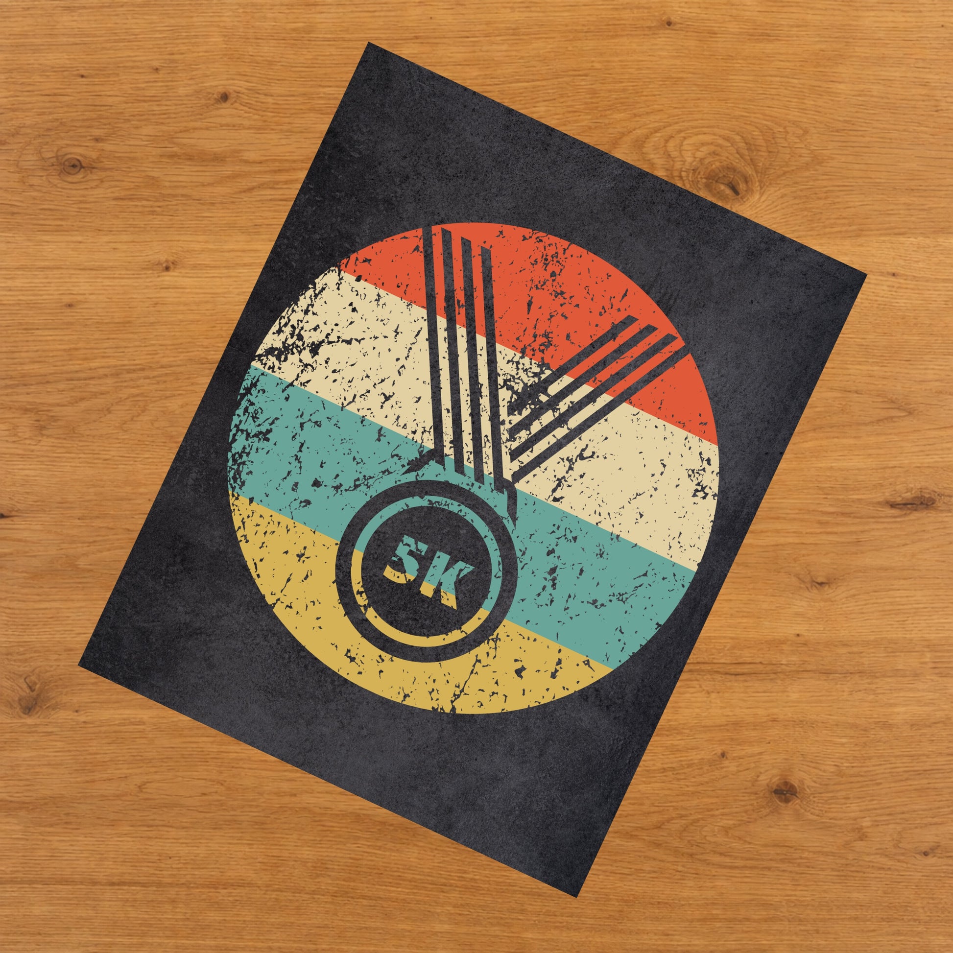 5K Race Finisher Medal Icon Retro 8"x10" Wall Art Print