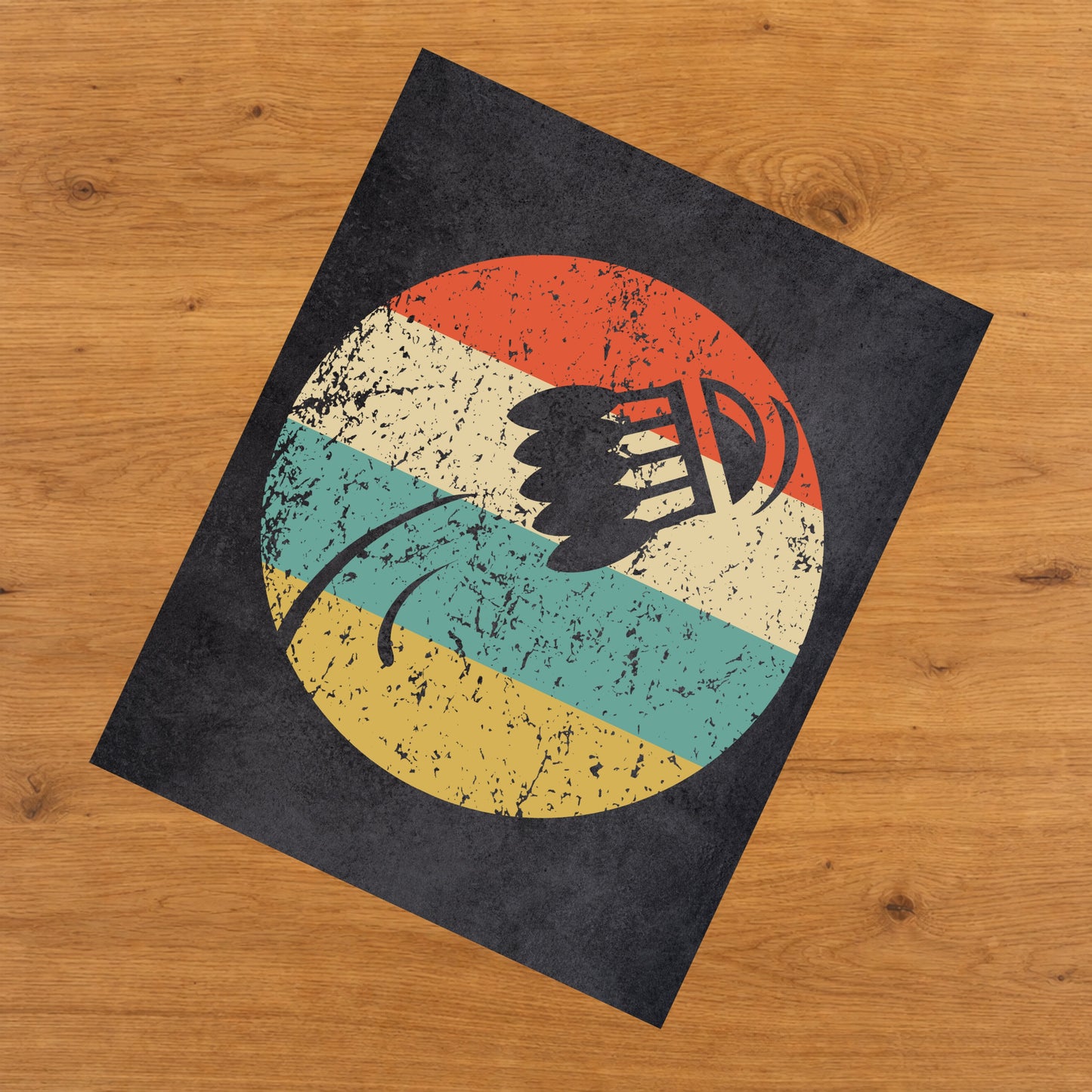 Flying Shuttlecock Badminton Icon Retro 8"x10" Wall Art Print