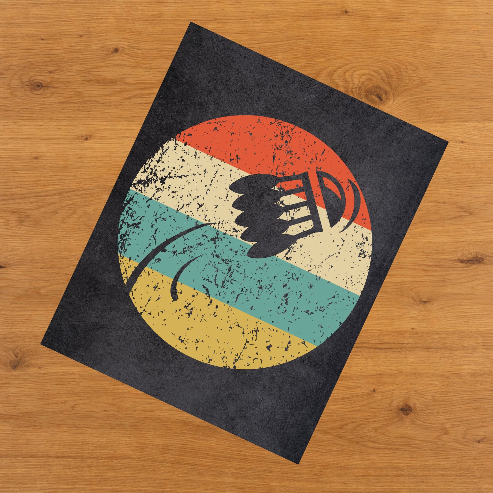 Flying Shuttlecock Badminton Icon Retro 8"x10" Wall Art Print