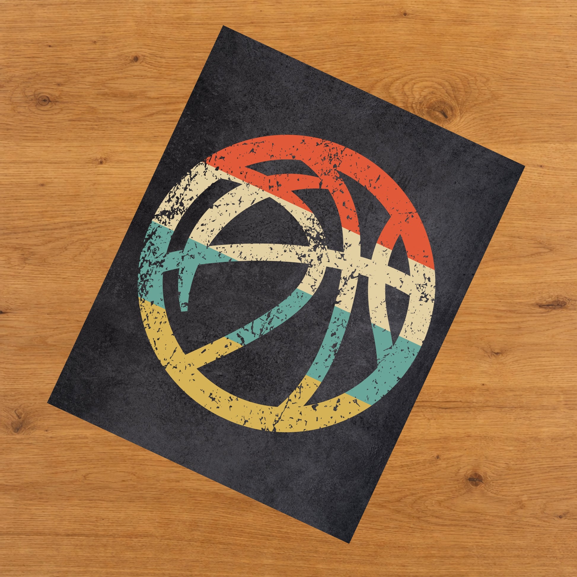 Basketball Sports Icon Retro 8"x10" Wall Art Print