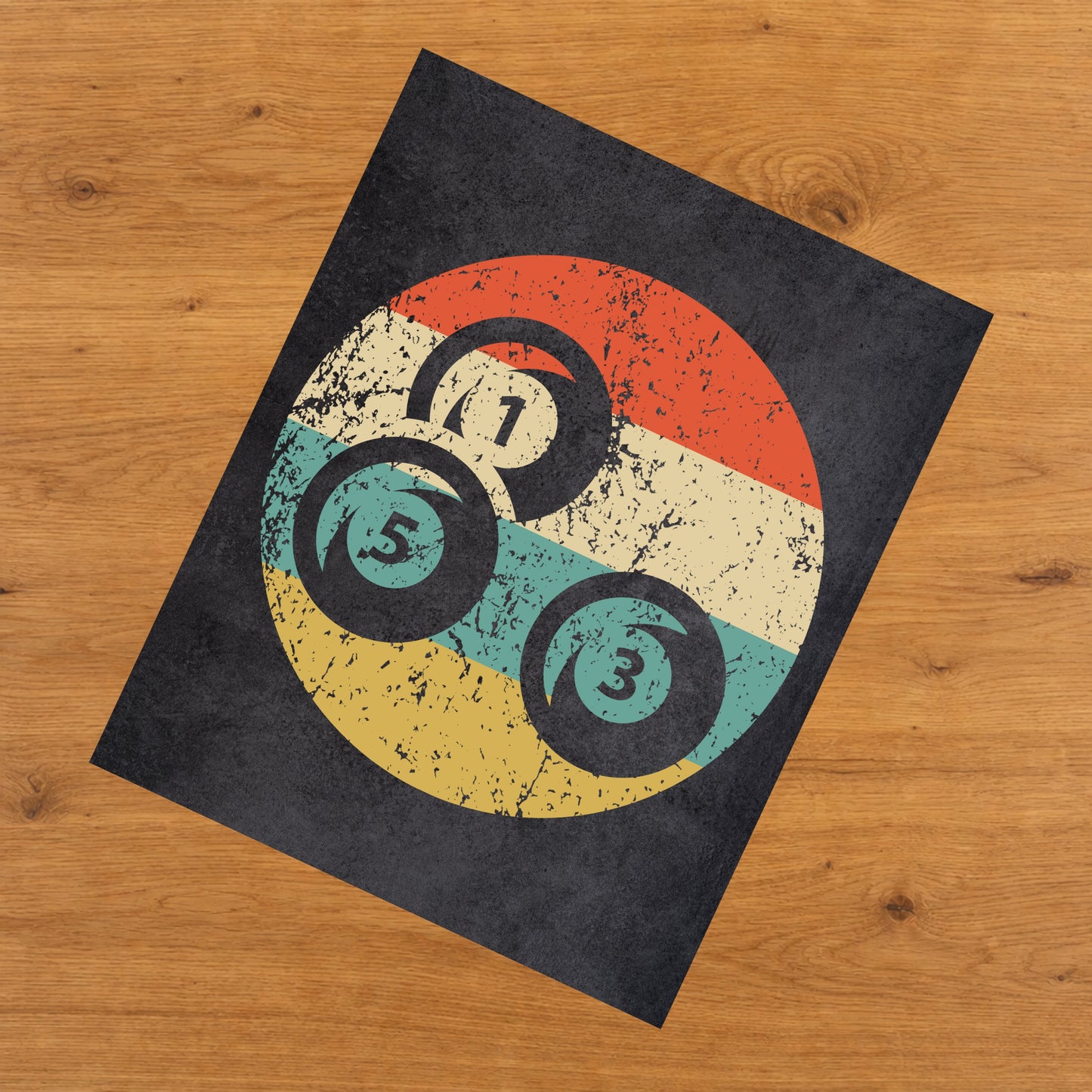 Pool Balls Billiards Icon Retro 8"x10" Wall Art Print