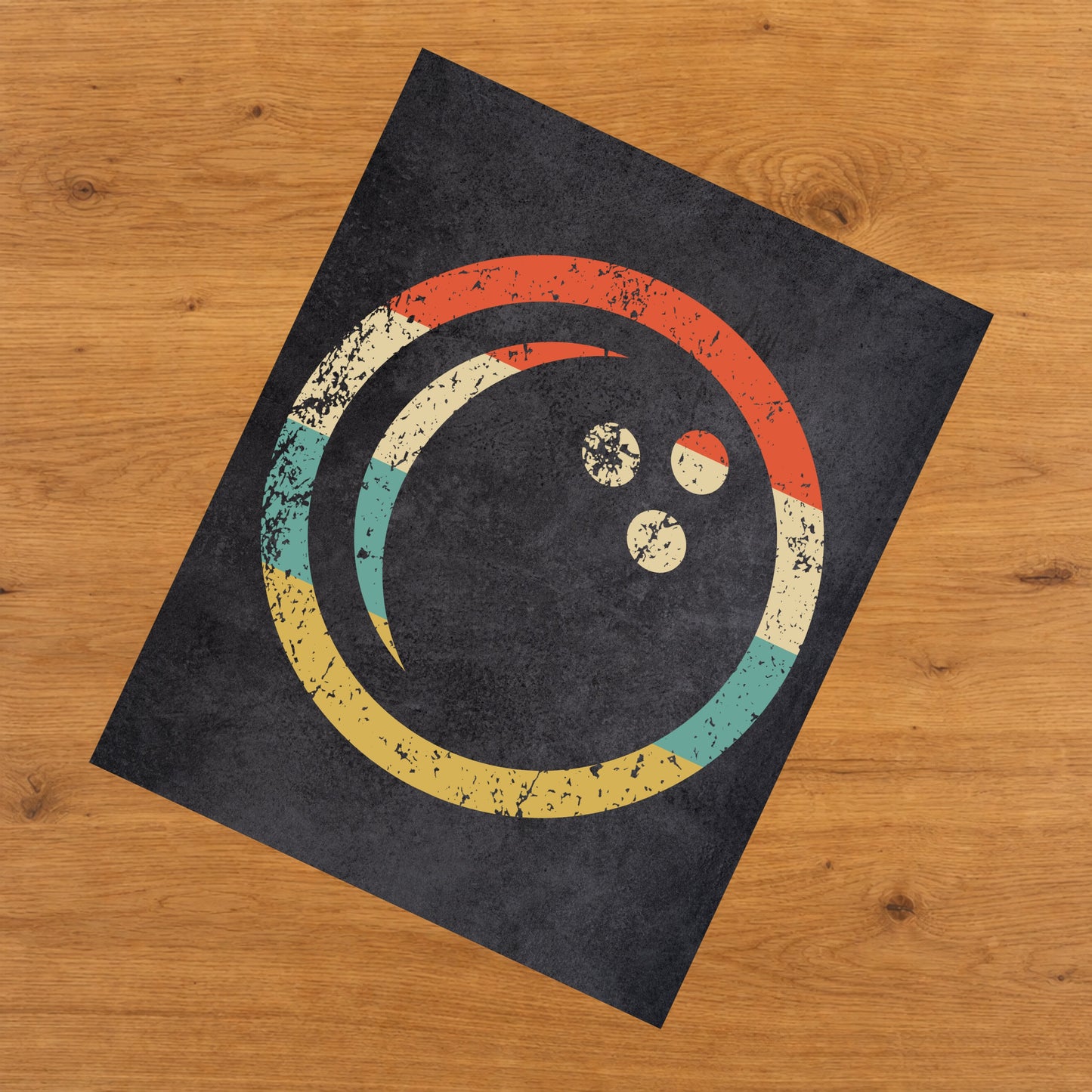Bowling Ball Icon Retro 8"x10" Wall Art Print